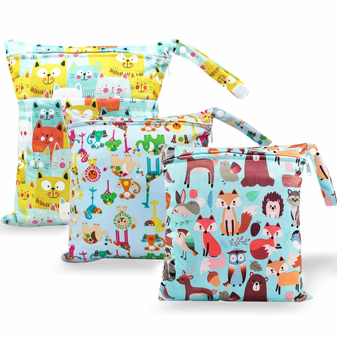 Wetbag Pannolini Riutilizzabile, Borsa Pannolini Lavabile con Zip Impermeabile, 3 Pezzi, Giallo