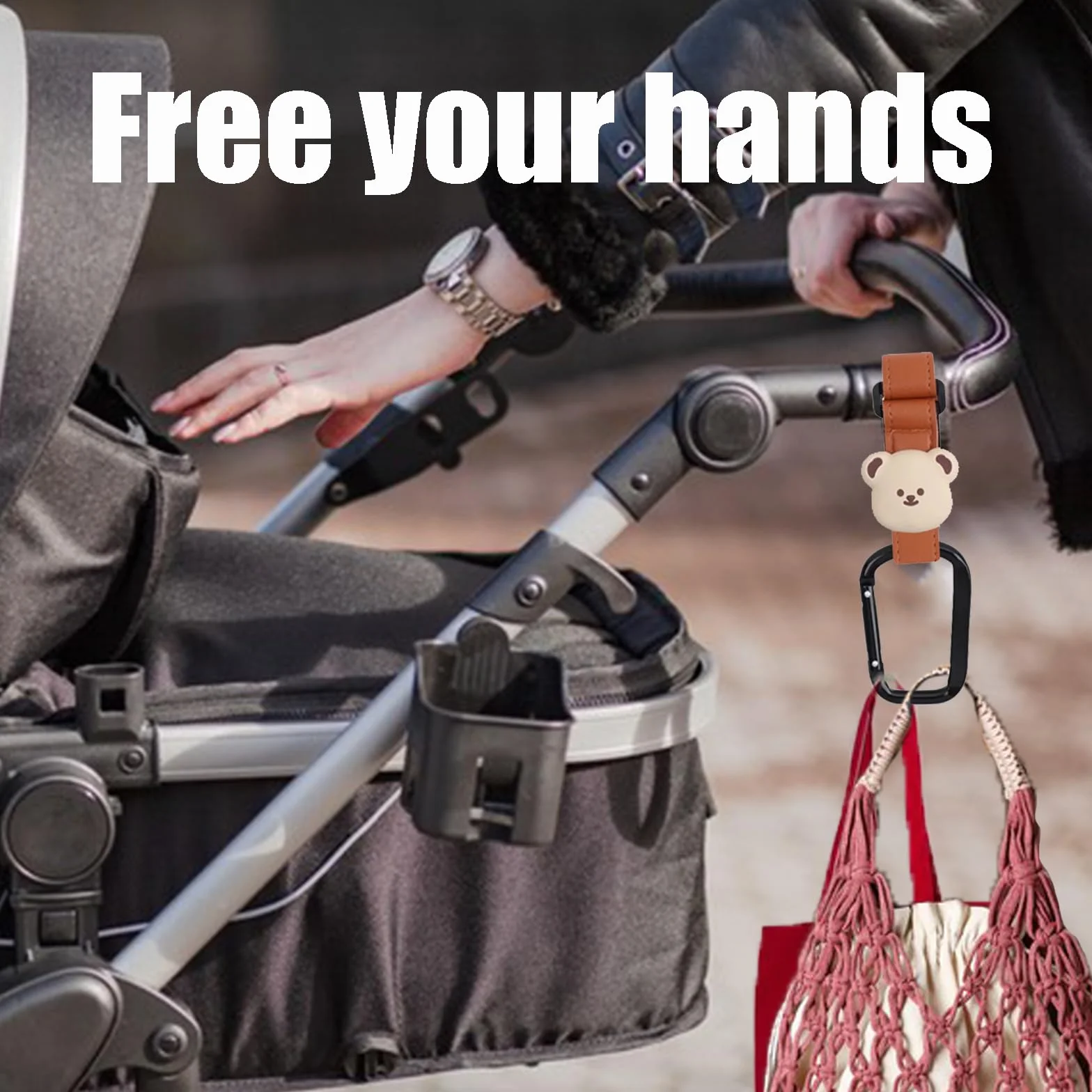 Ganci per Passeggino Portaborse, Clip a Moschettone Grandi per Carrozzina, Borsa