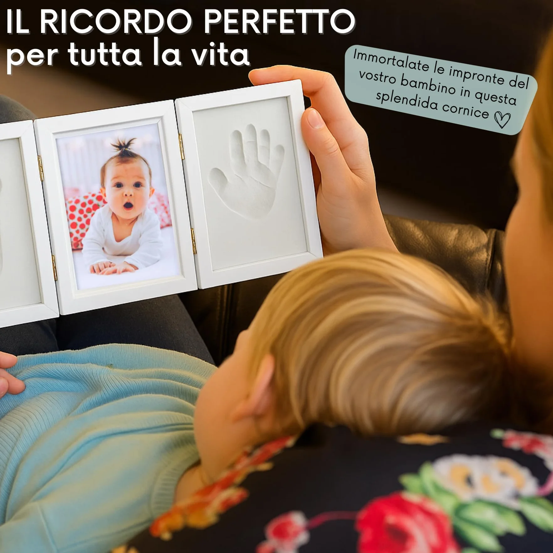 HuBorns Kit impronte neonato con argilla, cornice per calco mani e piedi, idea regalo nascita battesimo, ricordo originale per bimbo e bimba