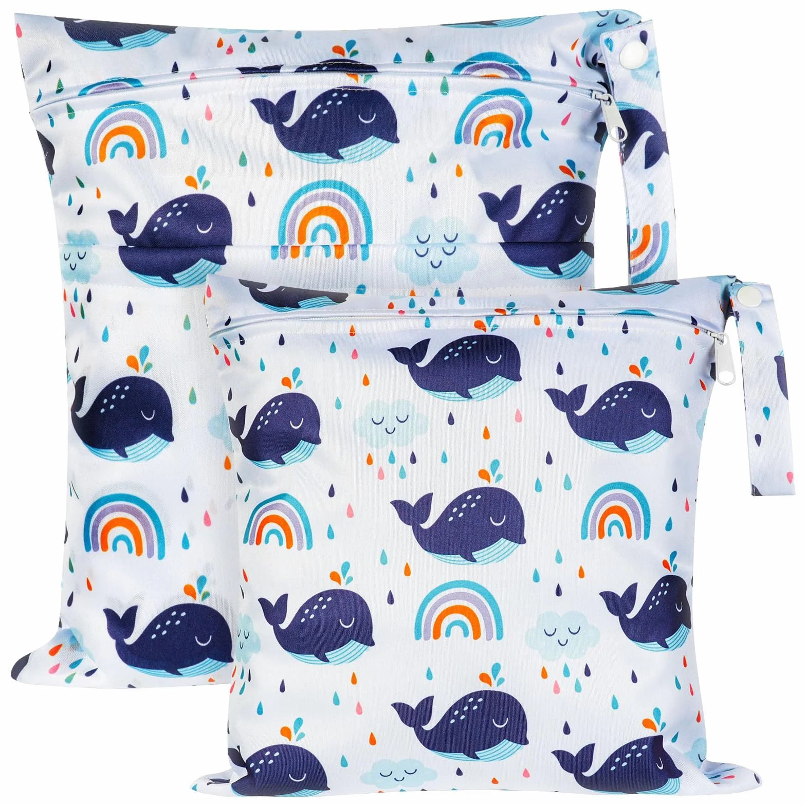Vicloon Wetbag Borsa per Pannolini Lavabili 2 Pezzi Impermeabile Riutilizzabile con Doppia Cerniera per Viaggi Spiaggia Piscina Gym