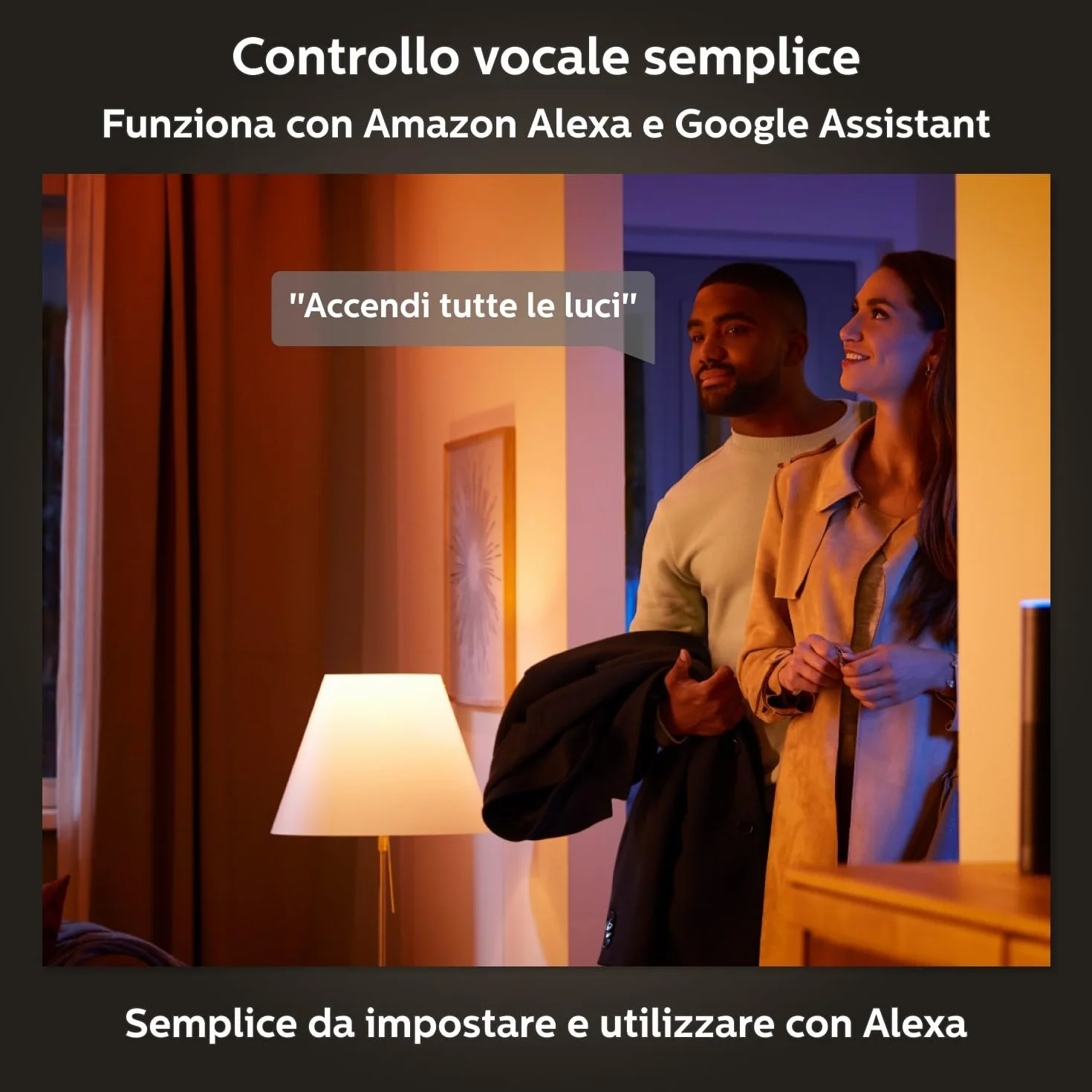 Philips Hue White and Color Ambiance Lampadina Smart LED, Attacco E27, Luce Bianca o Colorata, 6.5W, confezione da 4