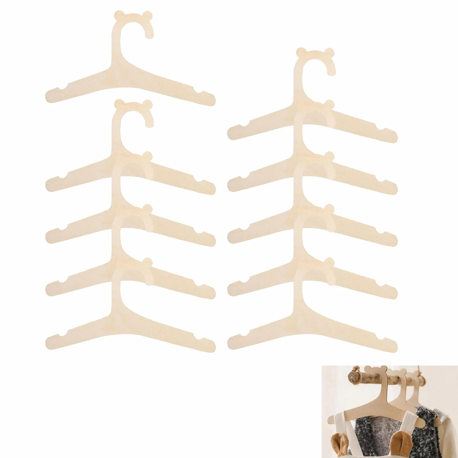 Grucce in legno per bambini a forma di orsetto antiscivolo salvaspazio