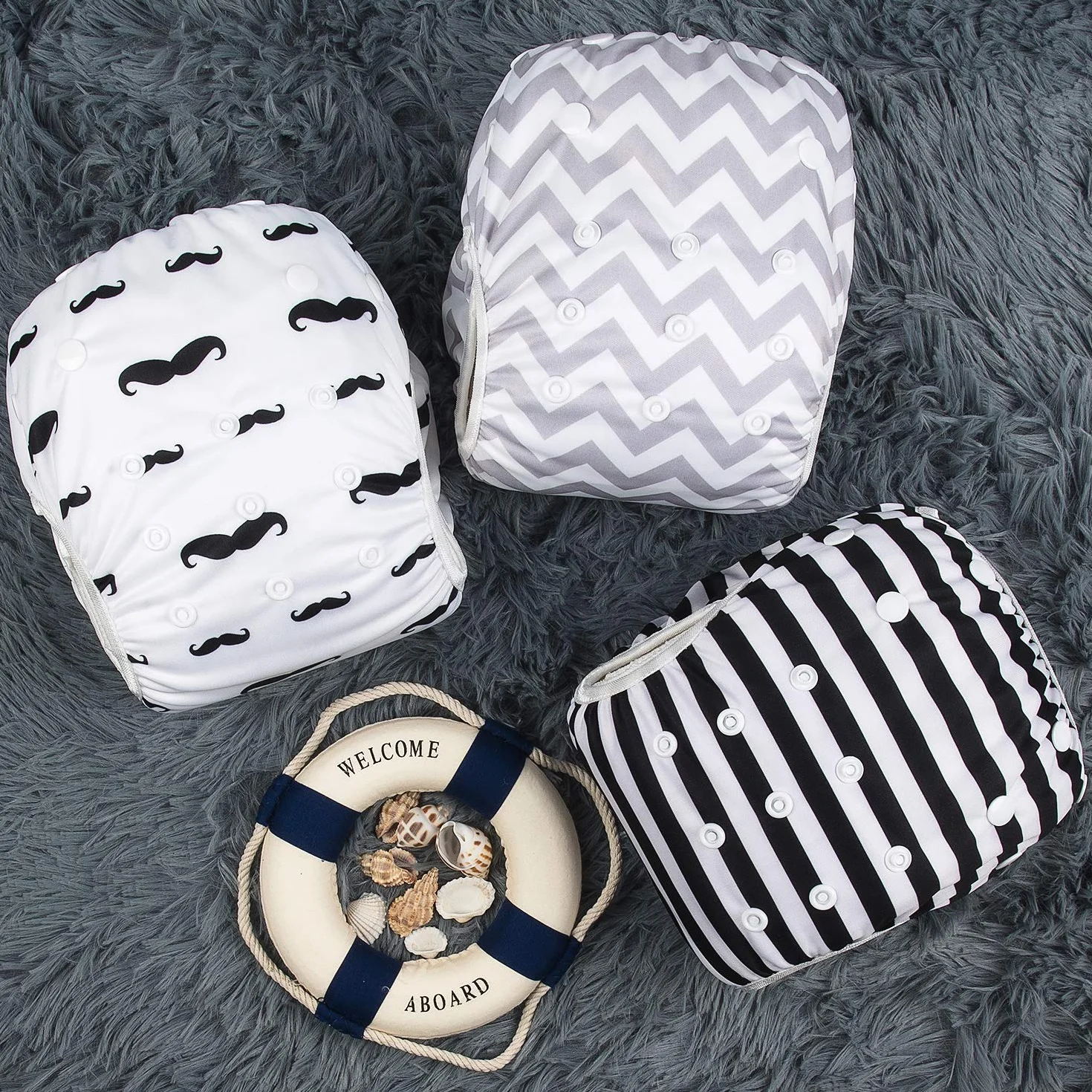 ALVABABY Nuoto Pannolini 3 pz Snap One Size Riutilizzabile Regolabile 0-2 Anni
