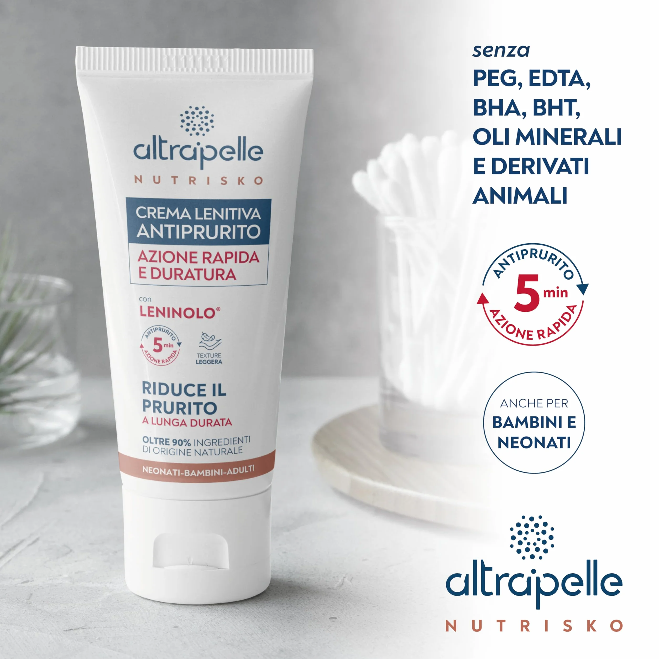 Crema Antiprurito 200 ml Lenitiva Naturale per Pelli Sensibili Neonati Bambini Adulti