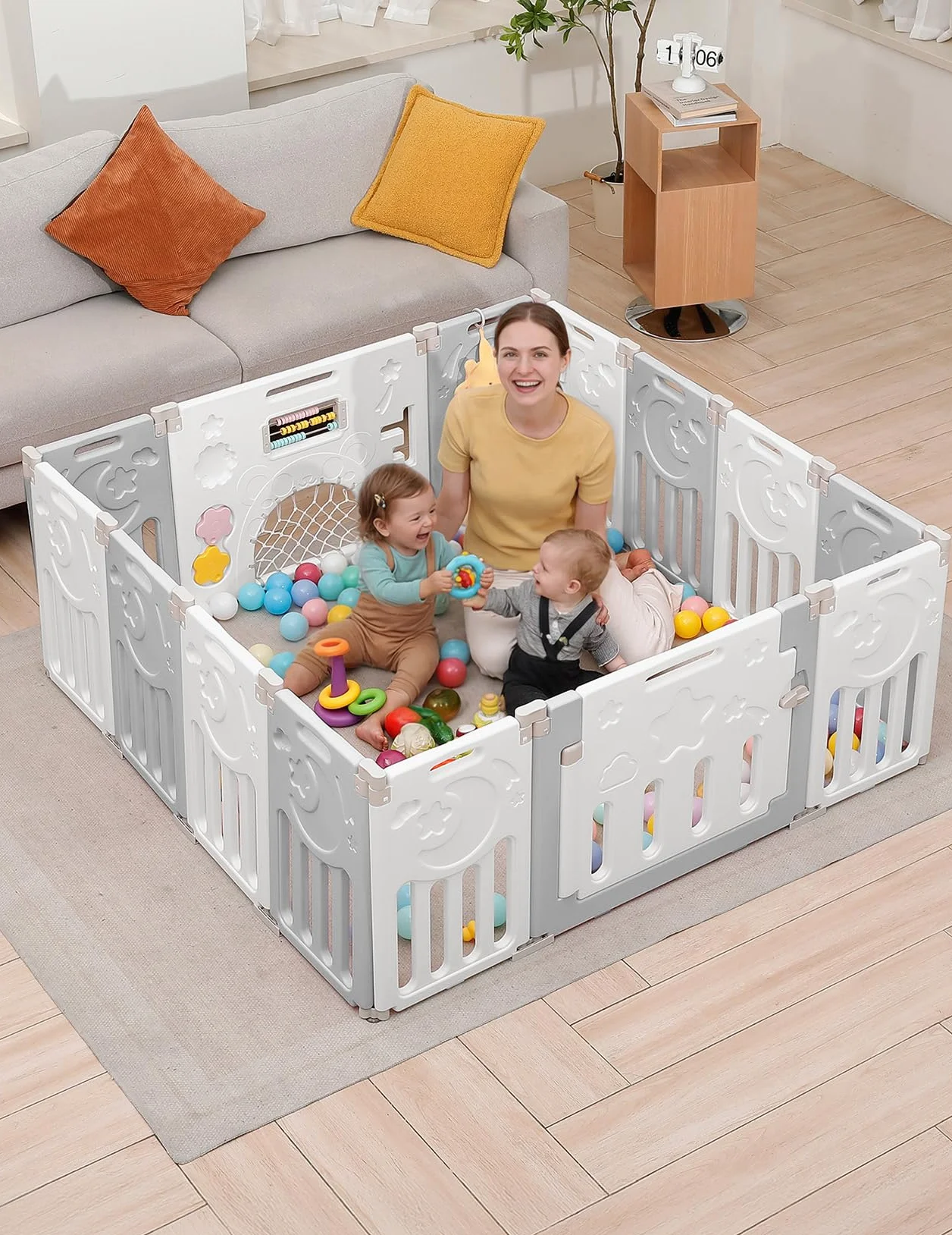 Dripex Box Bambini 150×150 cm Recinto Pieghevole Neonato Plastica Grigio