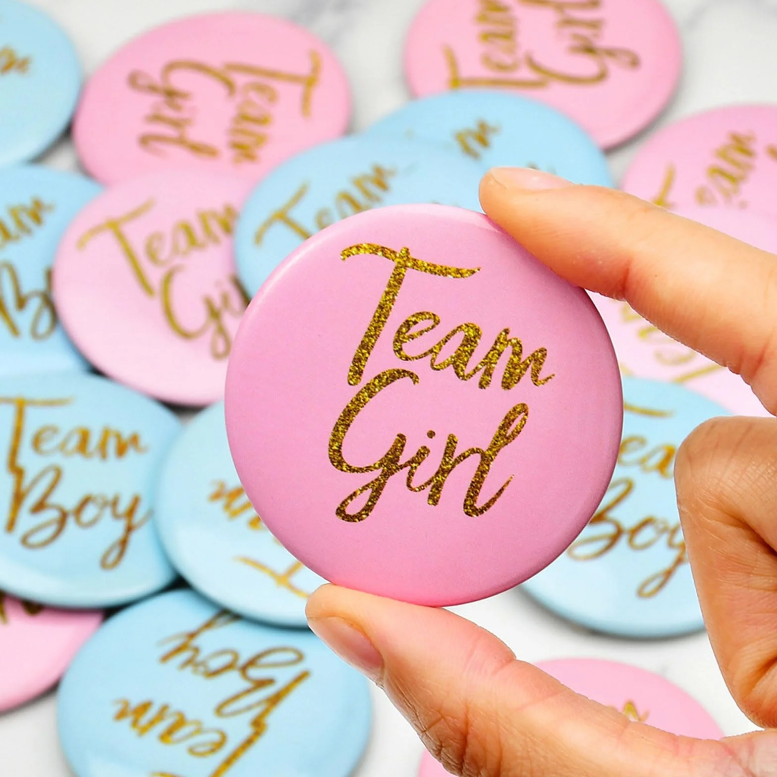 Spille Gender Reveal Party Pulsanti Rivelazione Genere Bottoni Baby Shower 24 Pezzi