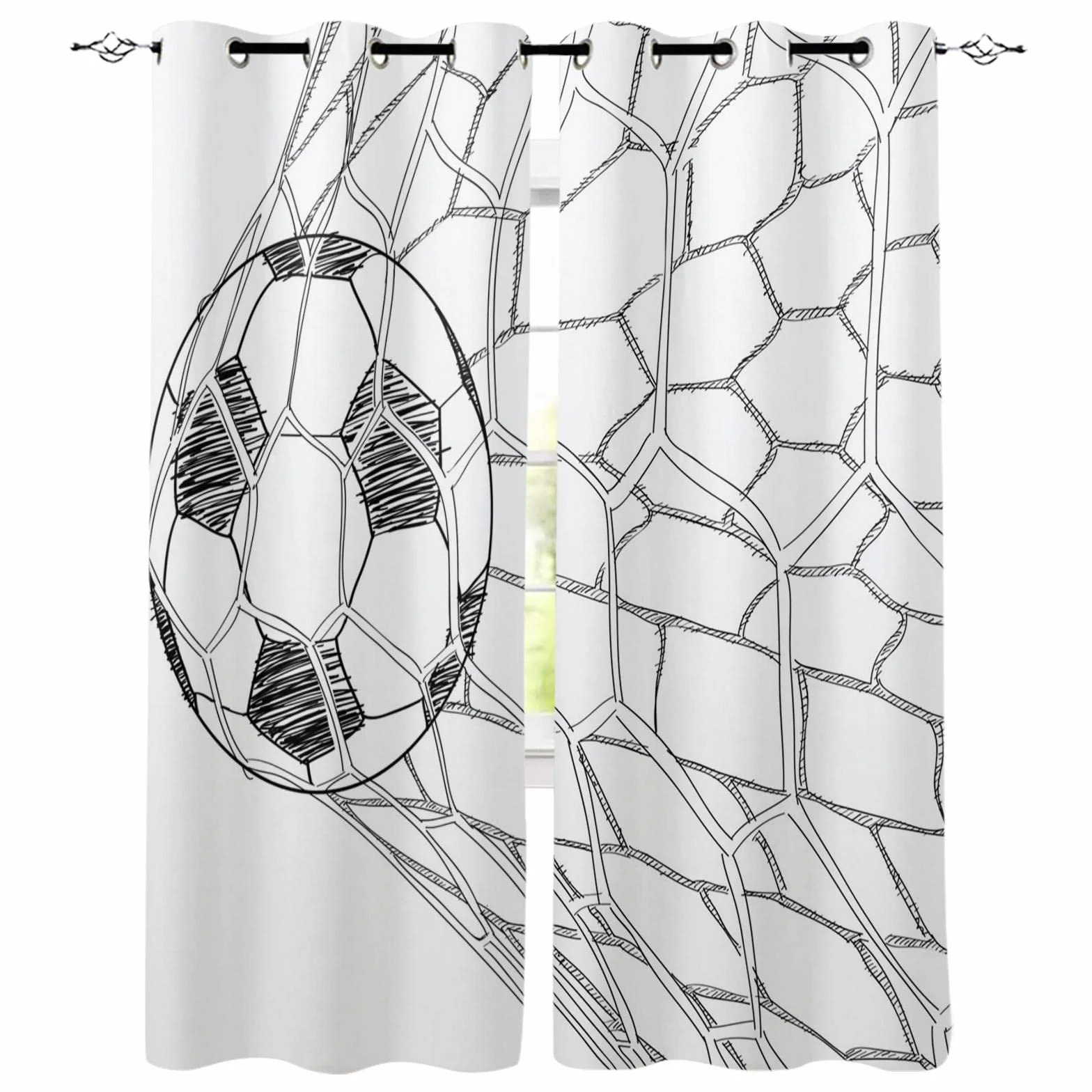 Tende Oscuranti Per Interni Bianco E Nero 300X270Cm 2 Pezzi Termica Isolante Tenda Della Finestra Con Occhielli
