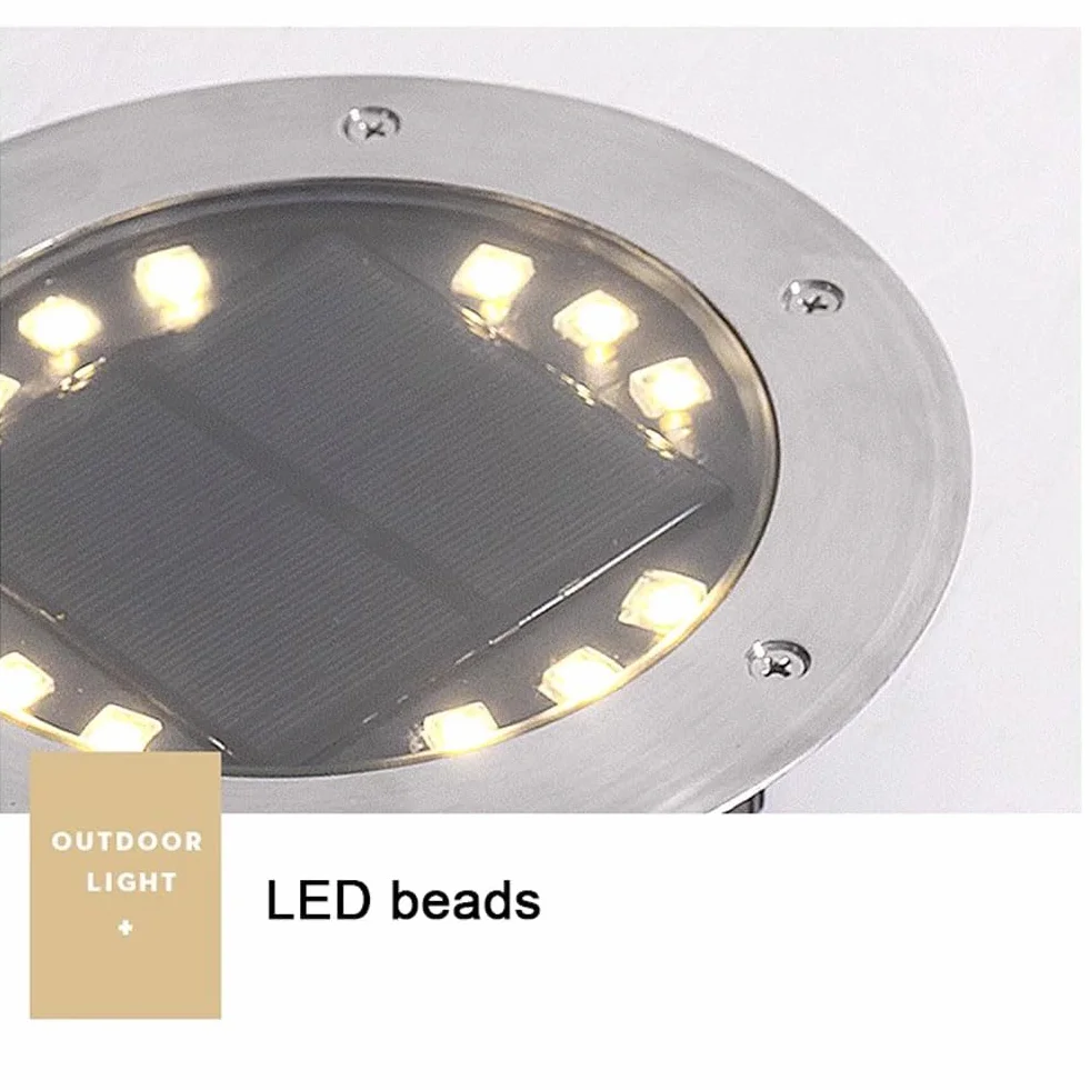 Faretto a Incasso Solare Giardino Esterno, 8/12/16/20 LED luce solare confezione da faretti solari da incasso a terr,Lampada solare per Prato, Vialetto, Scala, Paesaggio(Size:Luce bianca,Color:16W)