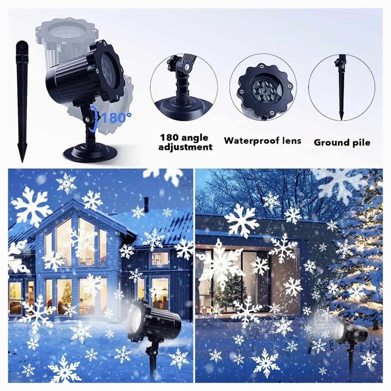 Proiettore di luci natalizie per esterni Il proiettore con fiocco di neve di Natale illumina la luce da palco a LED con effetto fiocco di neve impermeabile for esterni con telecomando for decorazioni