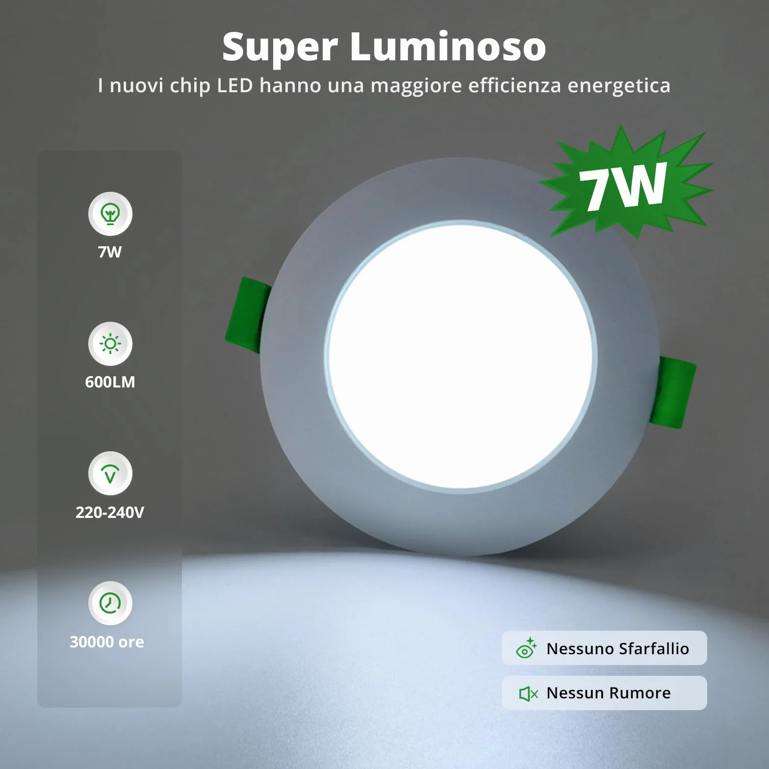 HOMEOW Faretti Led da Incasso per Cartongesso 7W, Diametro Foro 75-90mm, 24mm Ultrasottili, IP44 Faretti Led Soffitto, Regolabile Caldo 2700K, Neutro 4000K e Freddo 6000K, Non Dimmerabile, Set di 20