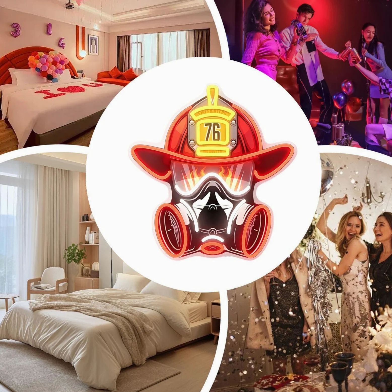 Insegna Neon Luminosa Decorazione Da Parete LED Rossa Brillante Regolabile | Luce LED Neon Stazione Vigili Del Fuoco Per Garage, Bar, Ufficio, Negozio, Camera Da , Salotto, Ristorante