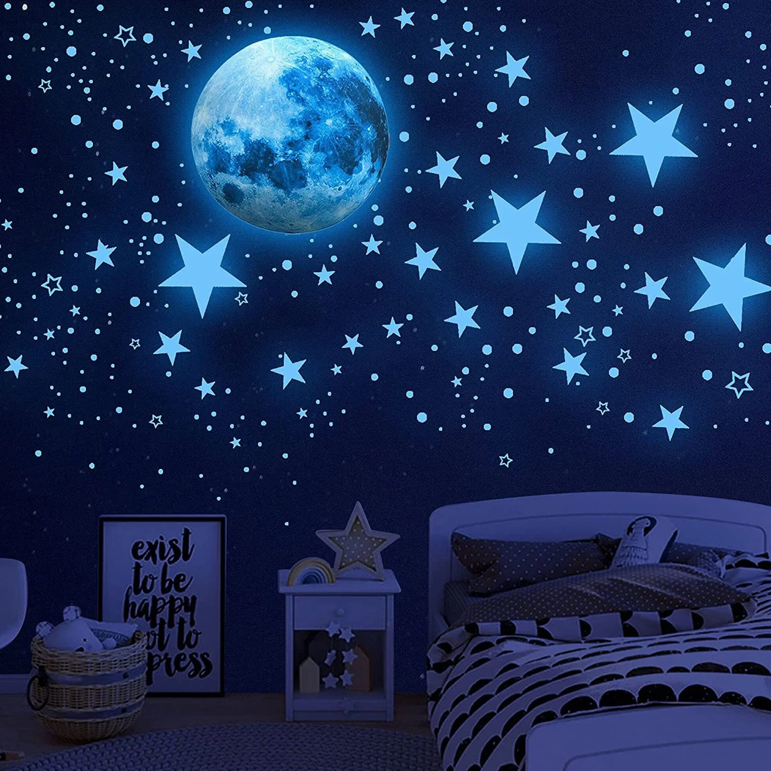 Stelle Fluorescenti Adesive Soffitto Luminoso Adesivi Muro 498PCS Decorazioni Cameretta