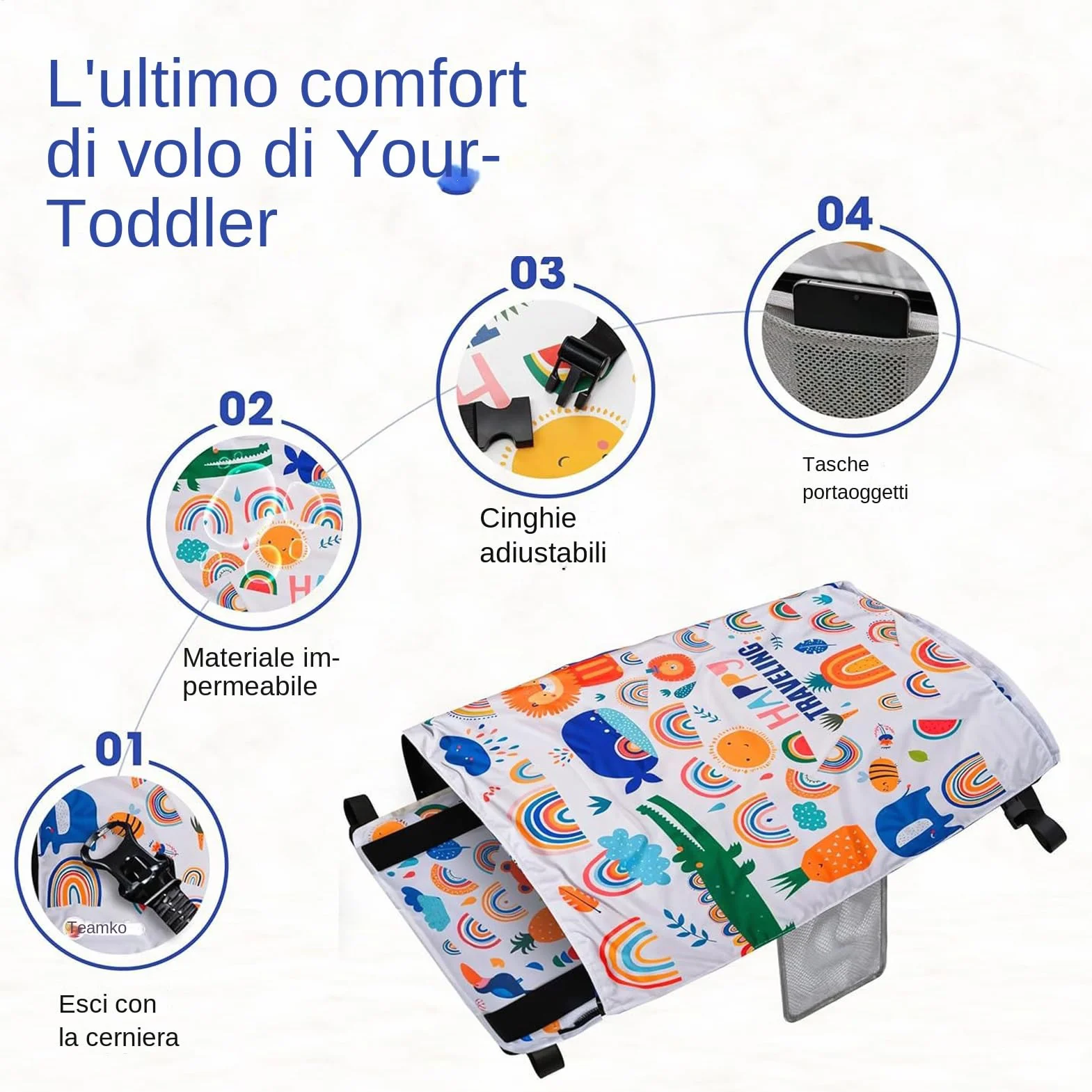 Lettino Aereo Per Bambini - Estenditore Sedile con Poggiapiedi | Amaca Morbida da Viaggio per Volo Campeggio