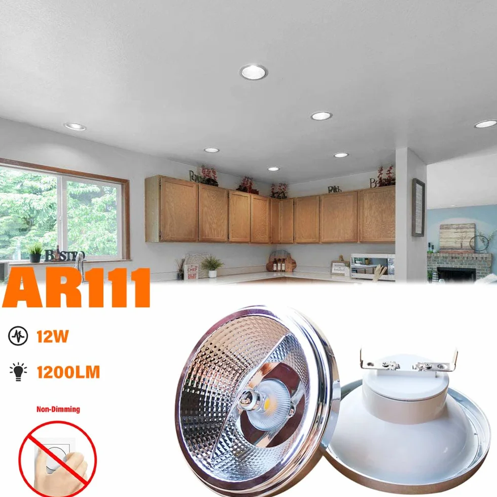 Lampadine AR111 G53 da 12W COB - Confezione da1200 Lumen - Faretto a Bassa Tensione 12V - Non Dimmerabile(Natural Daylight 4000k)