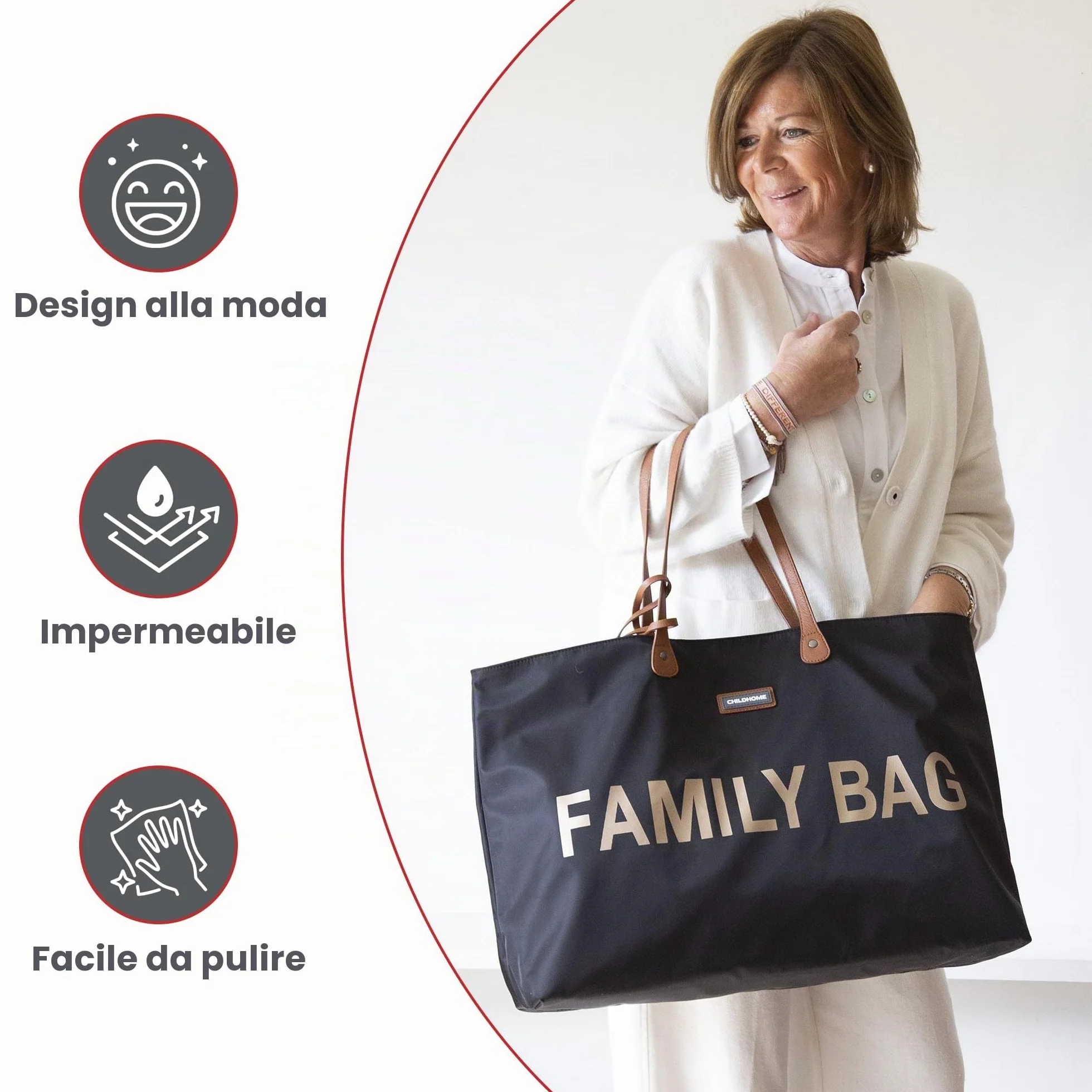 CHILDHOME Family Bag Borsa Fasciatoio Borsa da Viaggio Weekend Grande Capacità Nero e Oro
