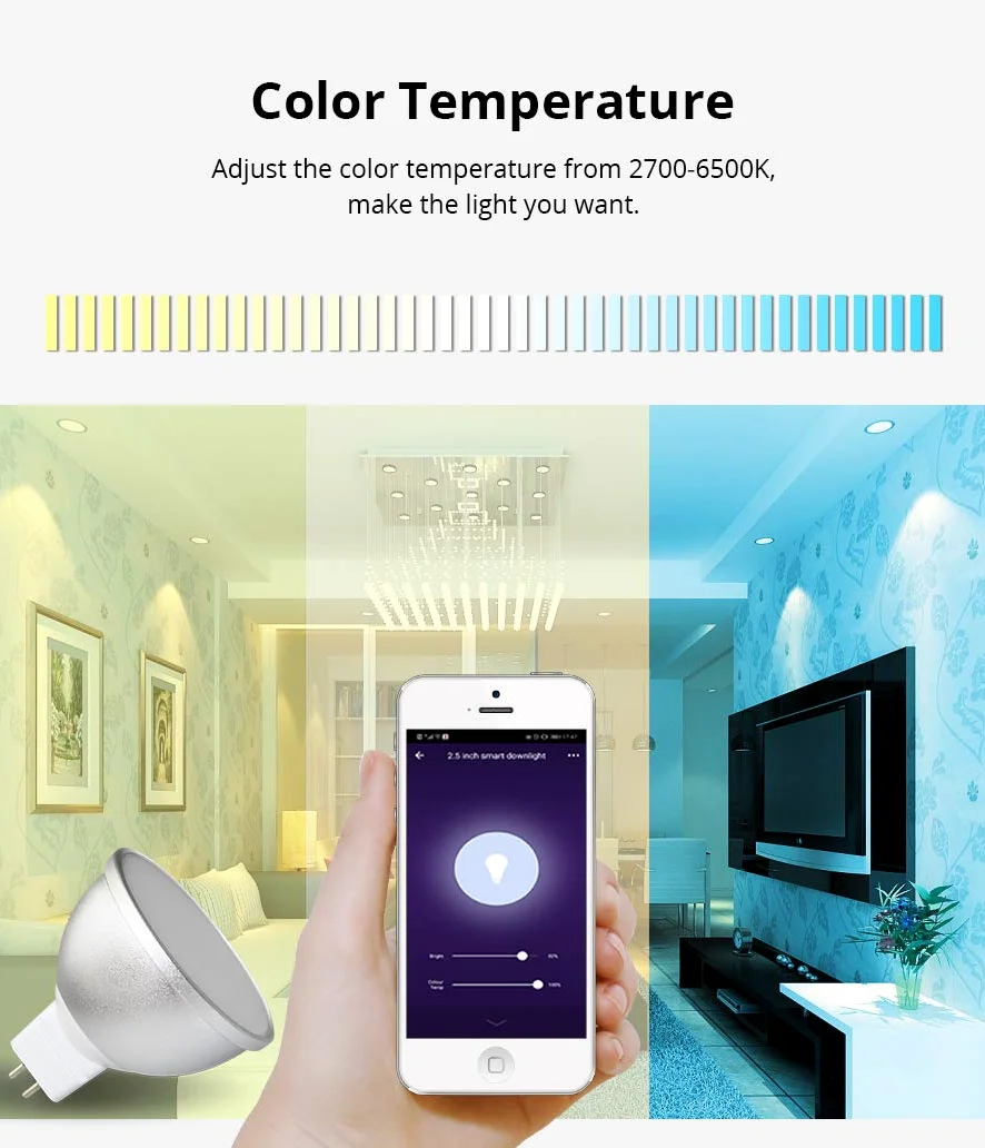BENEXMART Gu5.3 - Lampadina LED MR16 12 V WiFi Alexa Google Home Assistant IFTTT Tuya Smart Life App telecomando RGB LED dimmerabile, bianco, GU5.3, 5.00W