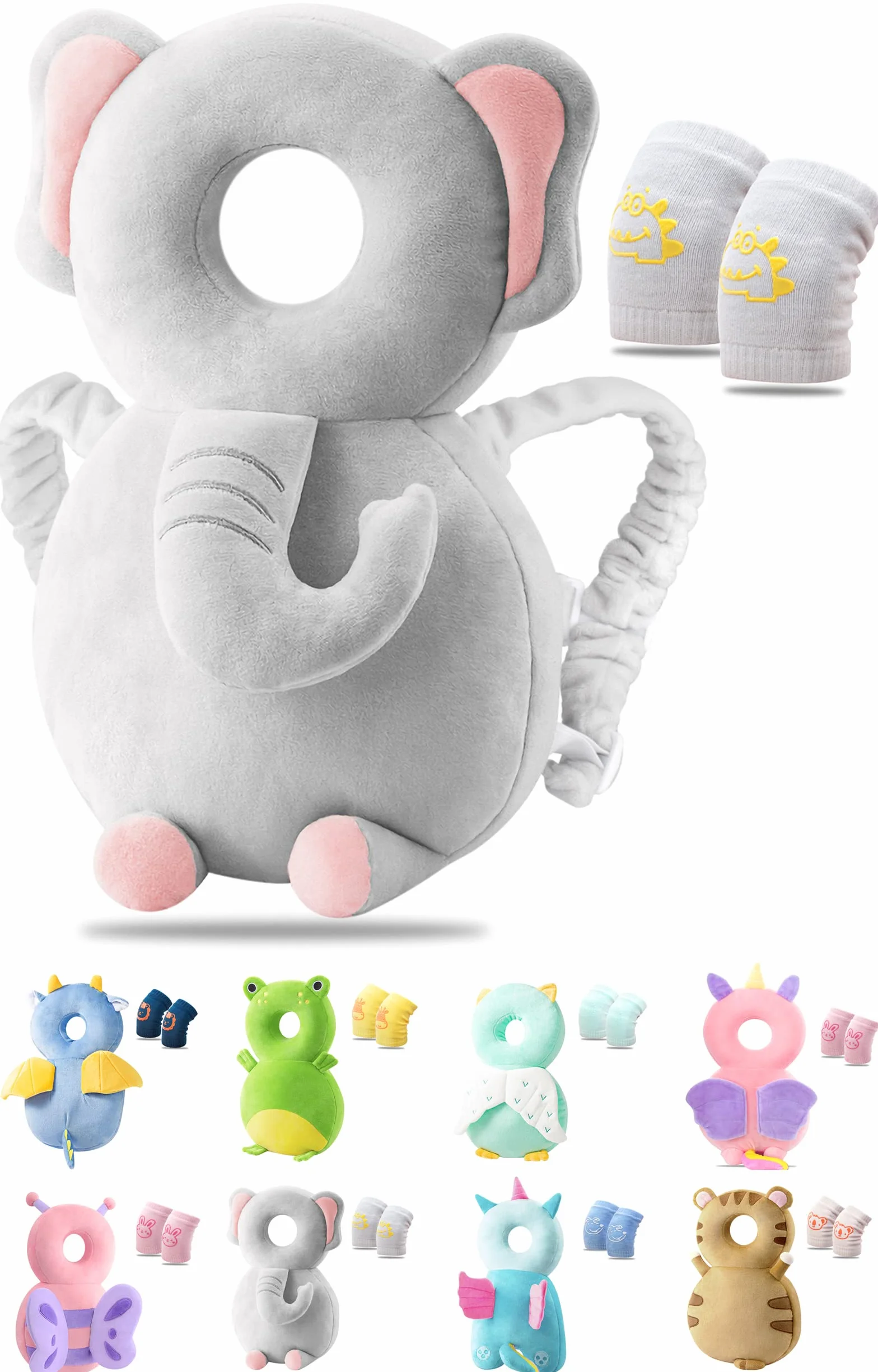 JEJA Cuscino Protettivo per Bambino Regolabile Antiscivolo Ginocchiere Elefante