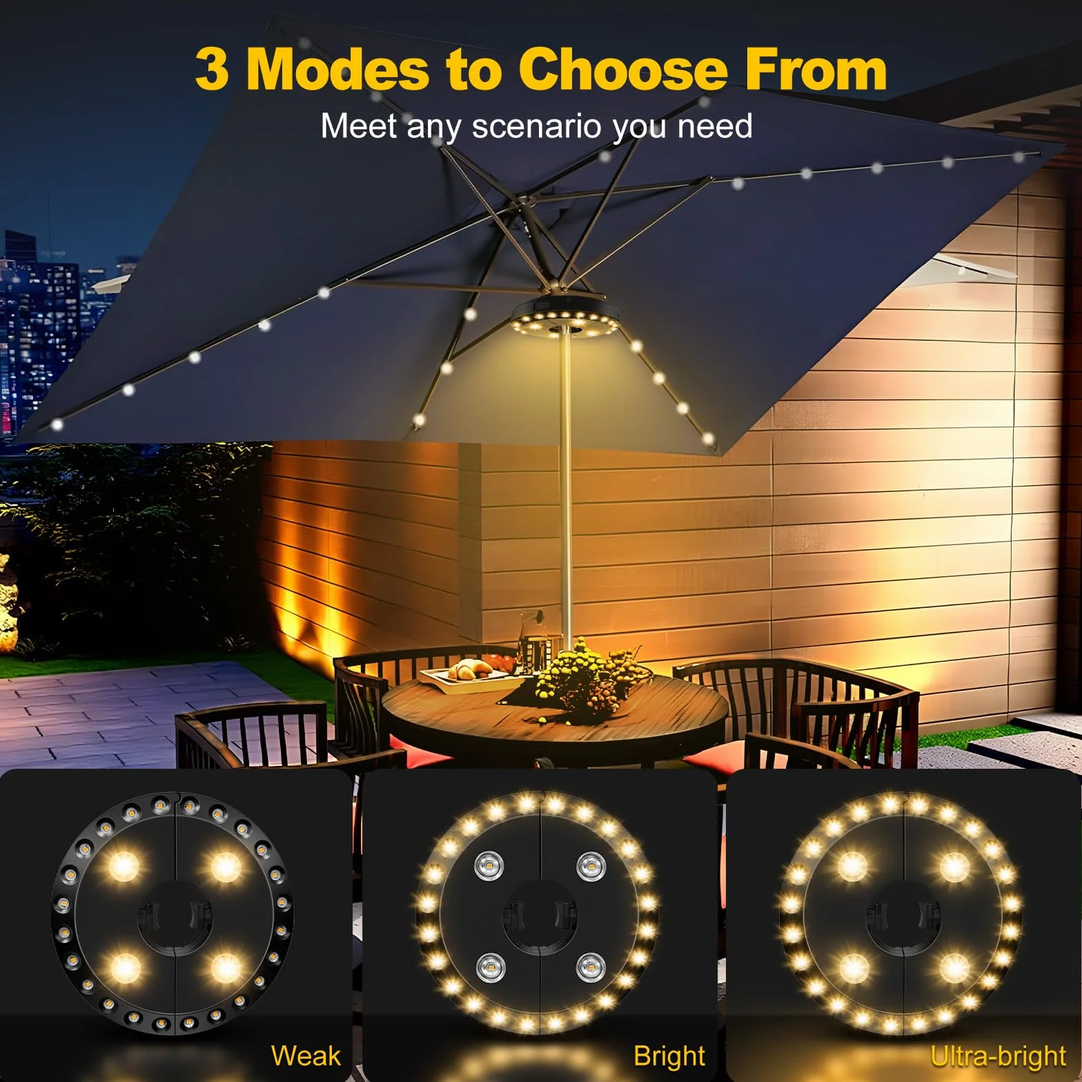 Luce a LED ricaricabile tramite USB, luce bianca fredda, illuminazione esterna senza fili per ombrelloni da giardino, paralumi da appendere e decorazione a bordo piscina