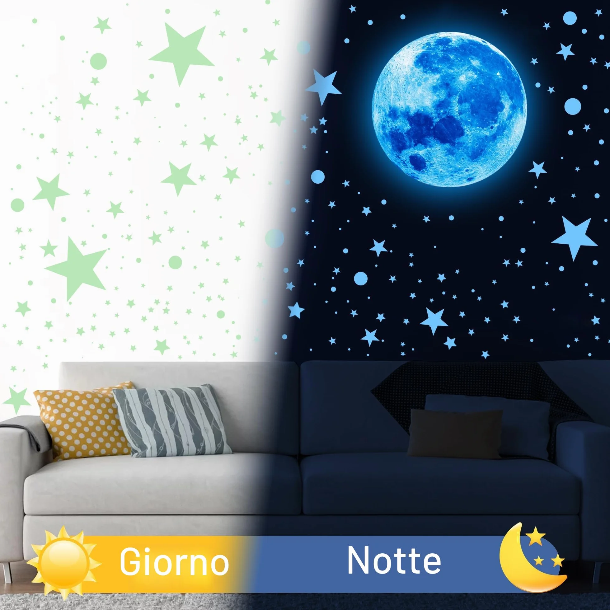 Adesivi Murali Stelle Fluorescenti 512 Pezzi Decorazione per Cameretta