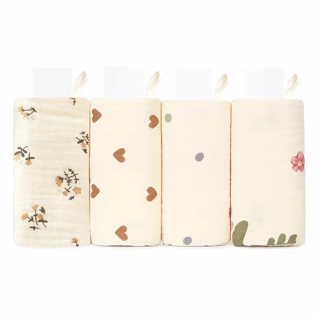 Panni Neonato Cotone Mussole Asciugamani Bambini 25.5 x27.5cm Morbido Assorbente Mussola A Grana Motivo floreale