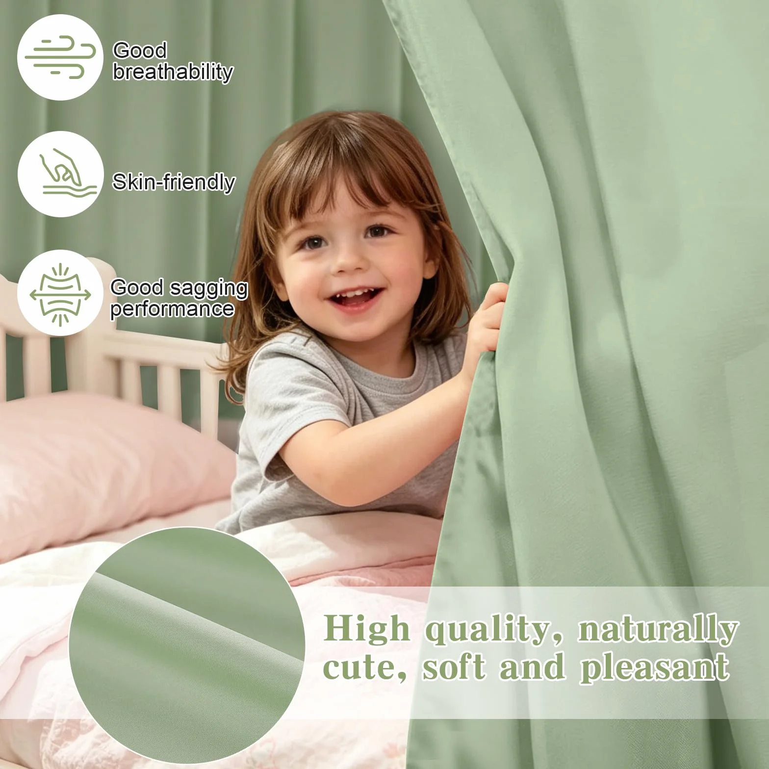Bocguy Tende per letto a soppalco, 2 pezzi mussola, 350x135 cm, per lettini a casetta bambini