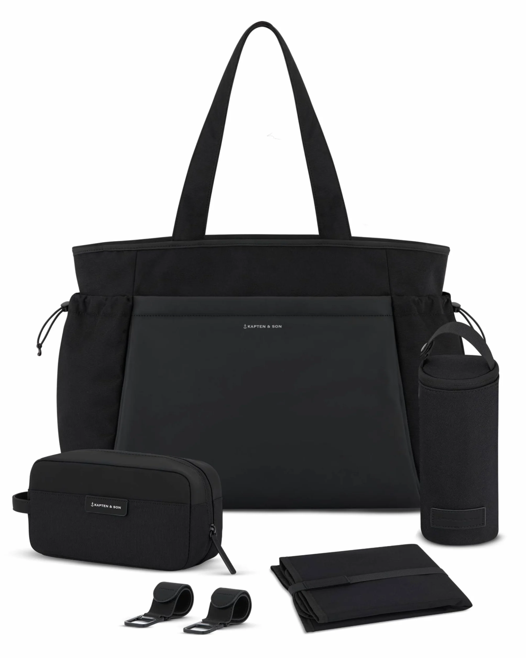 Kapten & Son Shopper Hellvi Diaper Set 25 l, borsa fasciatoio con fissaggio a passeggino e valigia, inclusa borsa da trucco e portabottiglie isolato