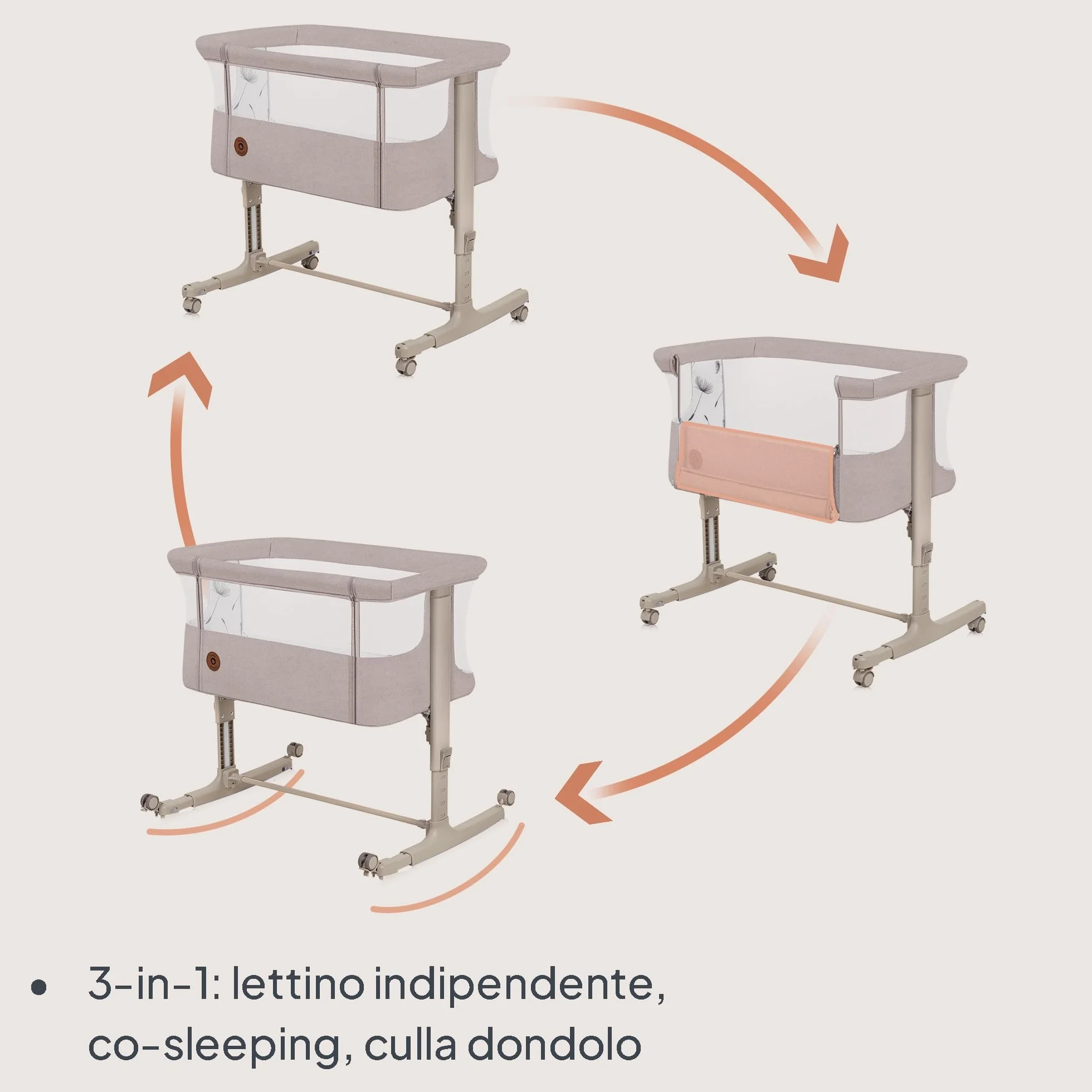 lionelo Aurora 3in1 Culla Co-sleeping Lettino da viaggio neonato 9kg Regolabile altezza inclinazione
