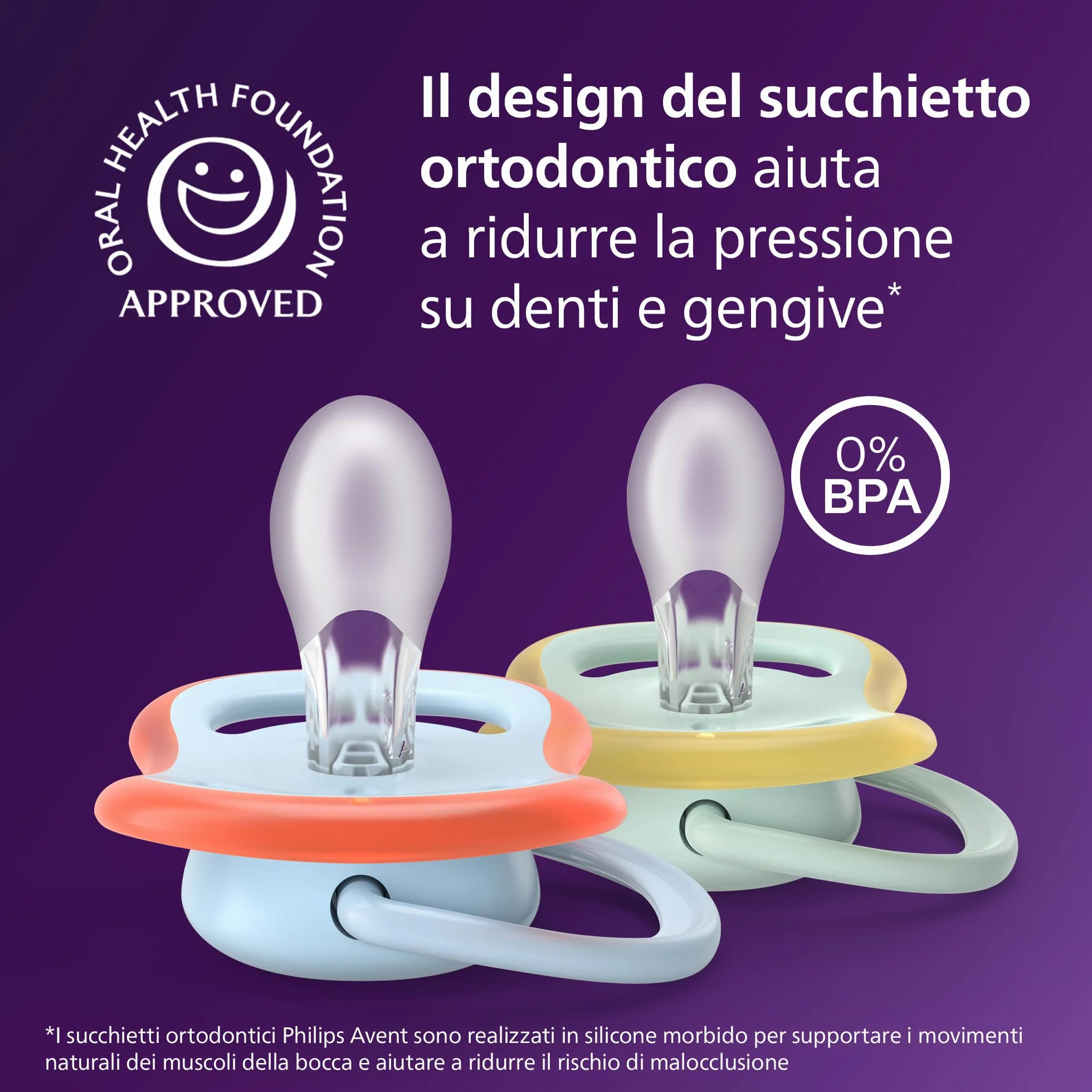 Philips Avent Ultra Start Ciuccio Ortodontico 0-6 Mesi, Silicone Morbido Senza BPA, Confezione da 2