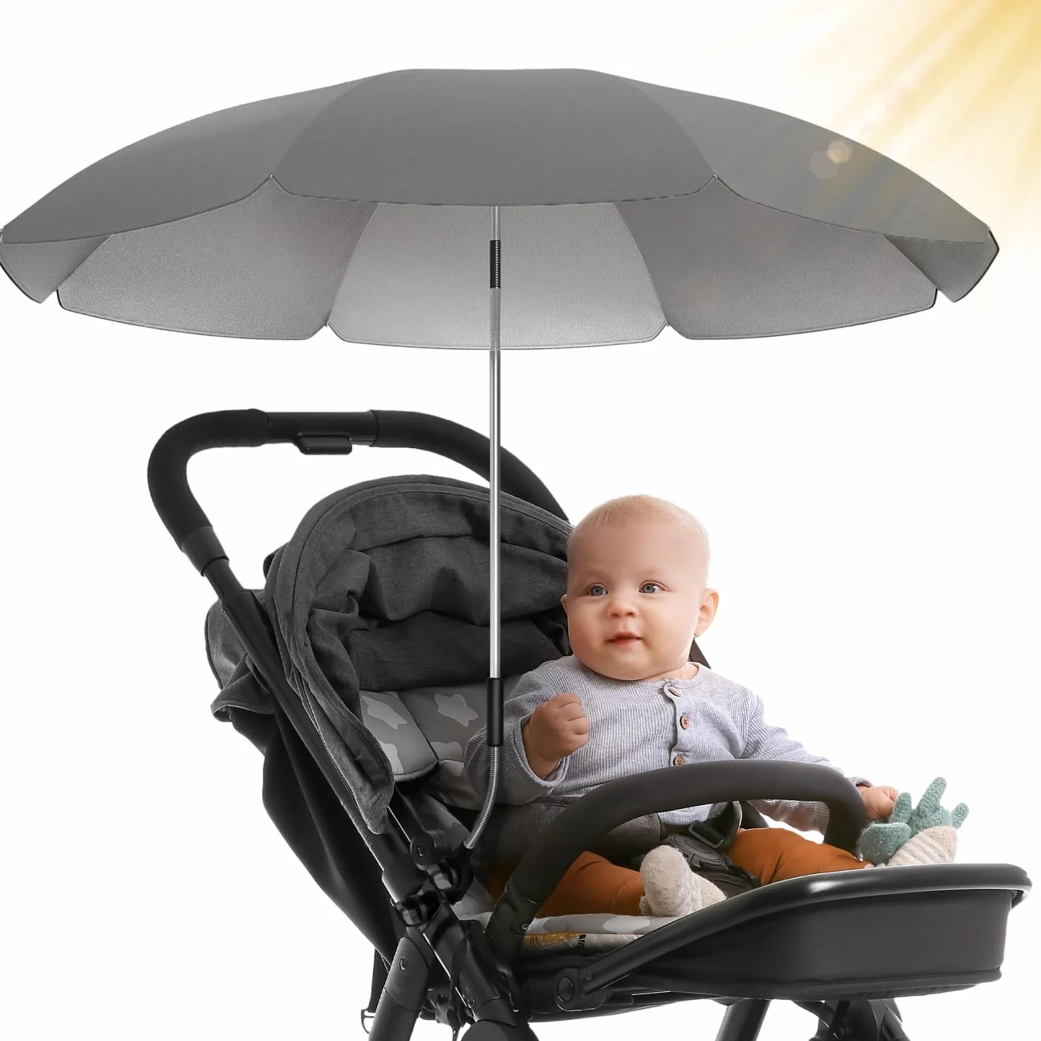 STYNGARD Ombrellino Passeggino UV 50+ 70 cm con Supporto Universale Modello ROMA