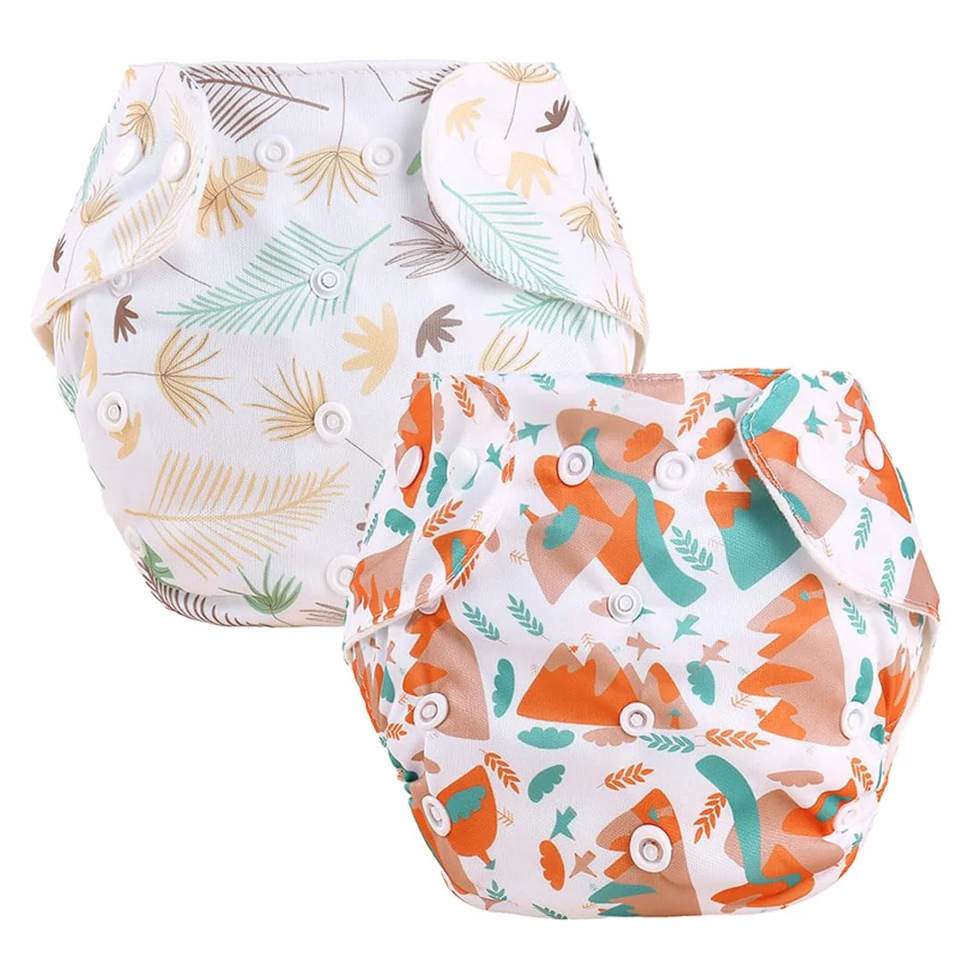 Pannolini Nuoto Impermeabili in Puro Cotone per Neonati Lavabili Regolabili Multi-Snap 2 Pezzi