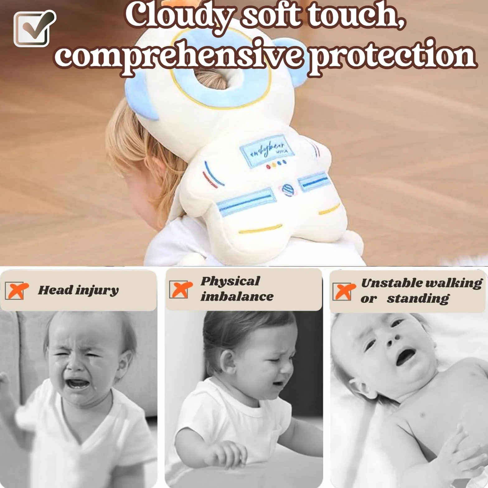 Protezione Testa Neonato Cuscino Anticaduta Bambino Regolabile Zaino Salva Testa Caschetto Primi Passi Astronauta