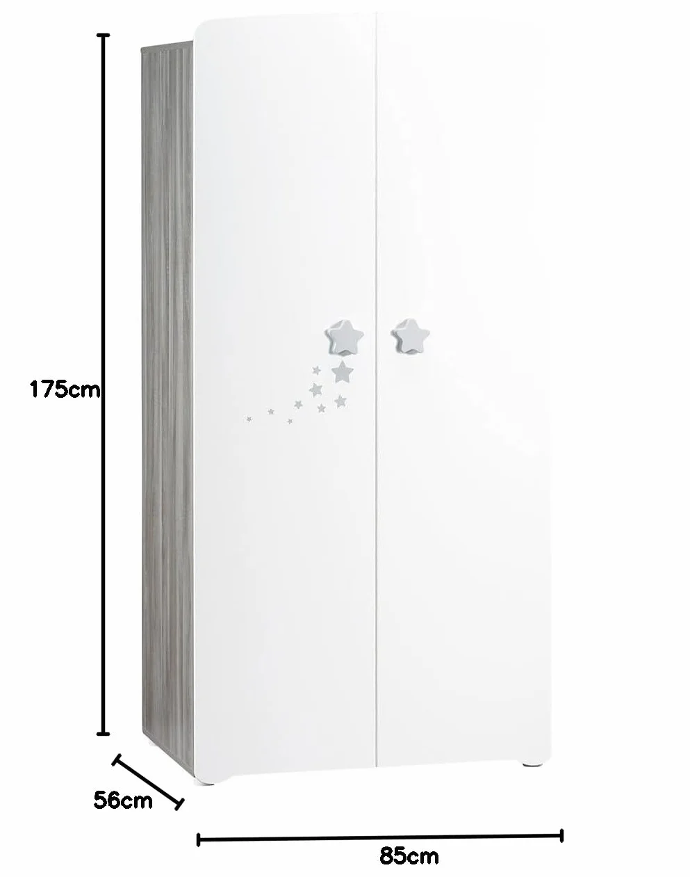 BabyPrice Armadio a 2 ante per bambini 175x85x56 cm legno bianco