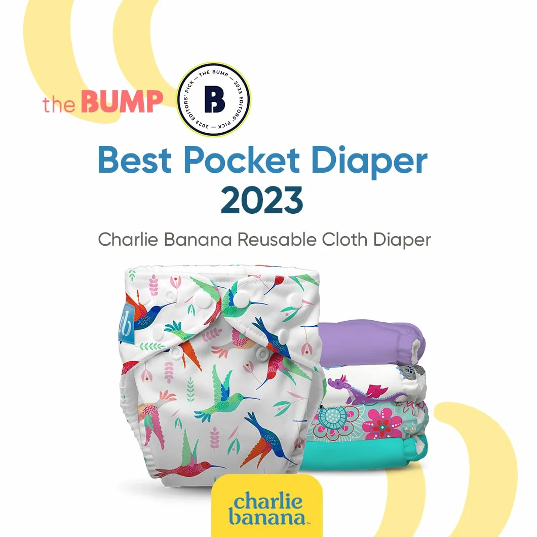 Charlie Banana Set di 3 pannolini riutilizzabili in tessuto Sealy Seas
