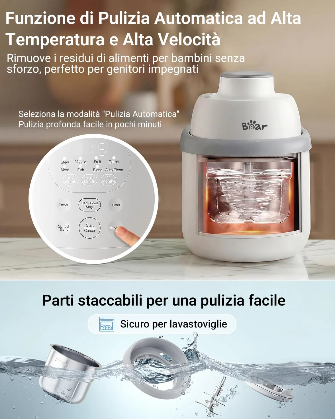 NutriEase AllStage Preparatore di Pappe per Bambini in Acciaio Inossidabile OneStep Baby Food Maker
