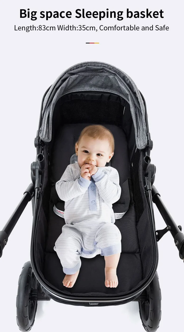 YAZOCO Passeggino Trio 3 in 1 Carrozzina Ovetto Pieghevole Neonato Cachi
