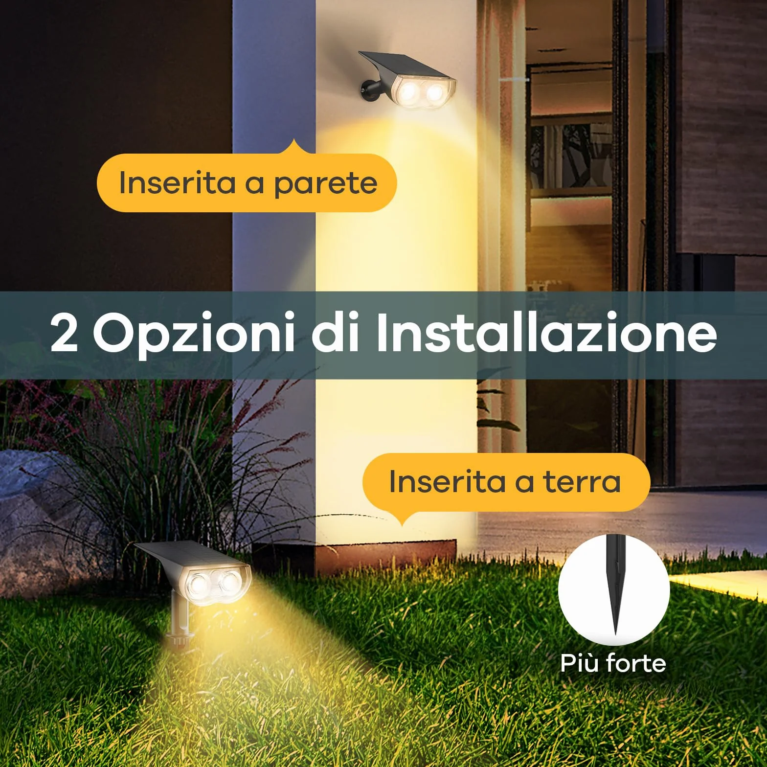 Linkind StarRay Luci Solari Esterno Giardino Bianca Calda, 22 LED Faretti Solari Decorative, 3000K 800LM Lampade Solari da Giardino Impermeabile IP65 per Cortile Prato Piscina, 4 Pezzi