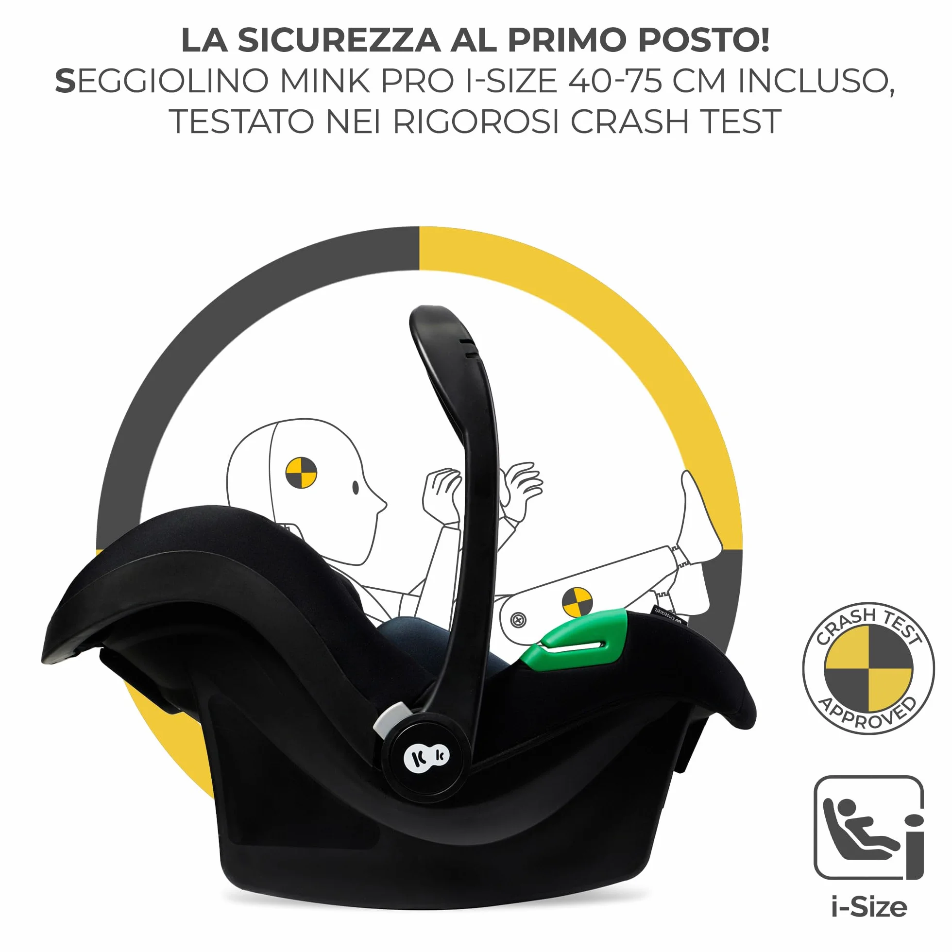 Kinderkraft ESME Trio 3 w 1 Passeggino Neonati 26 kg Ovetto I-SIZE 40-75 cm Carrozzina Reversibile Pieghevole Nero