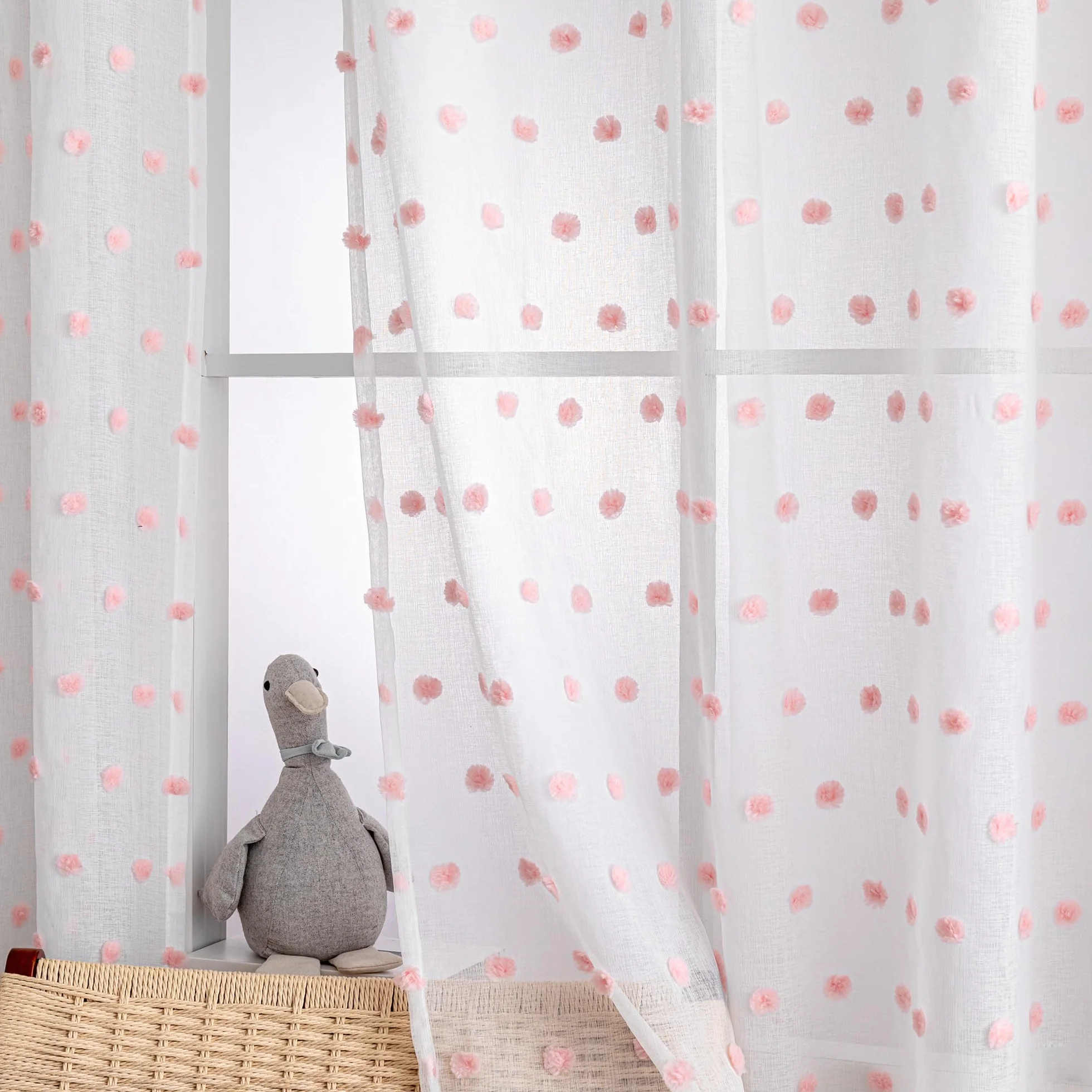 Tende con nastro arricciato trasparenti set da 2 A 175 x L 140 cm per camera dei bambini soggiorno camera da letto