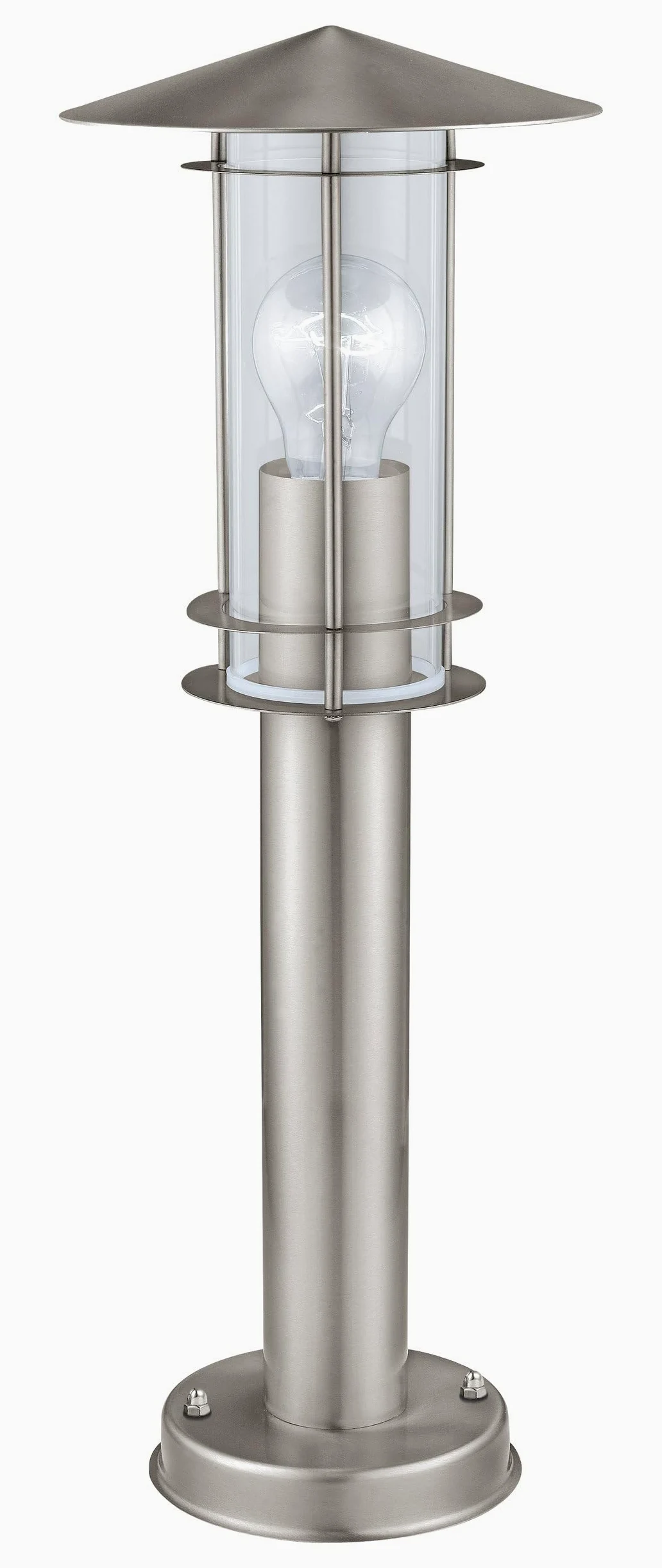Eglo Lampada da Esterno per Sentieri Lisio, 1 fiamma, Lampada da Giardino | in Acciaio Inox Argento e Vetro Trasparente, Portalampada E27, IP44