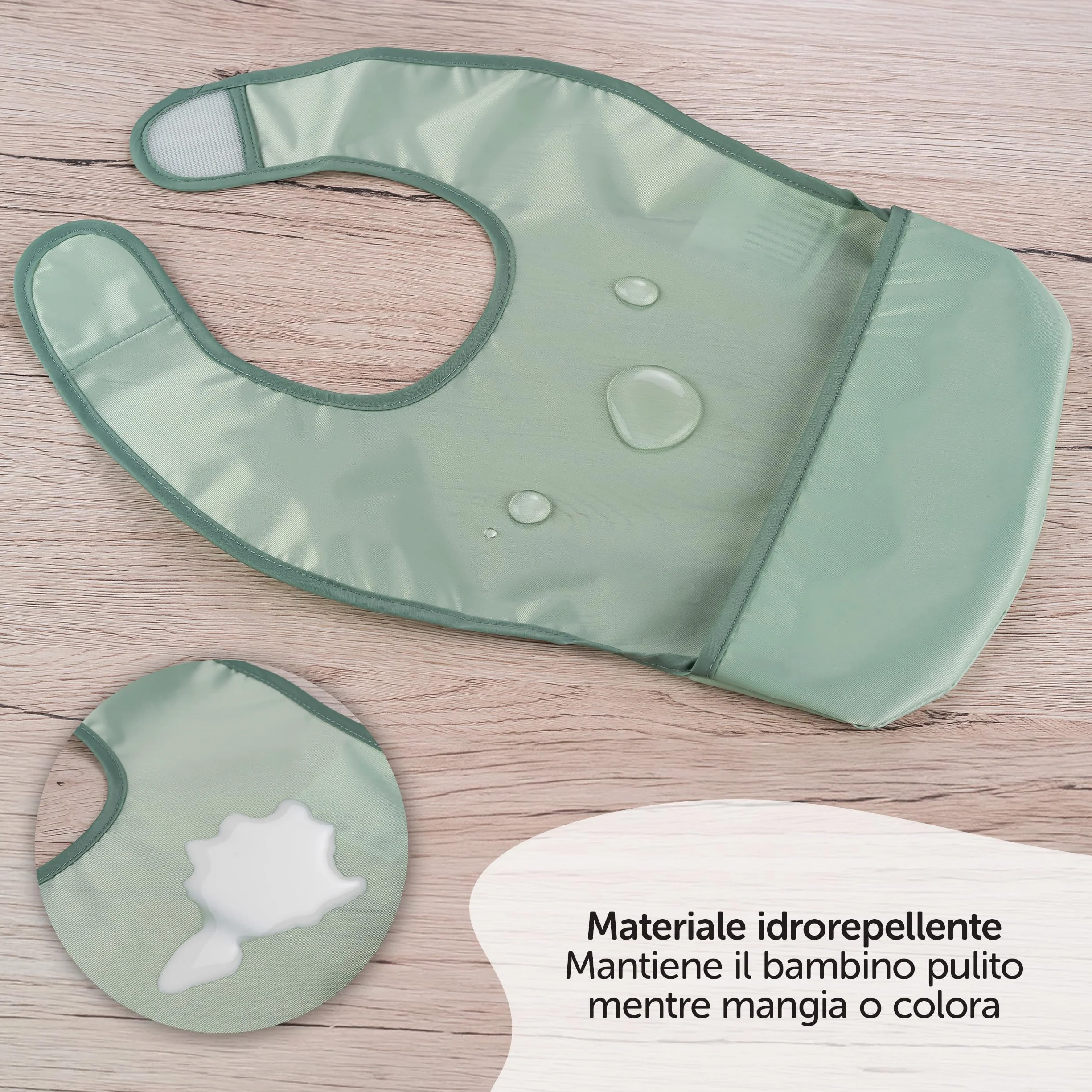 MiaMia Bavaglini Neonato Impermeabili 5pz Bavette con Tasca Chiusura a Strappo Testato OekoTex 100 Lavabile Verde