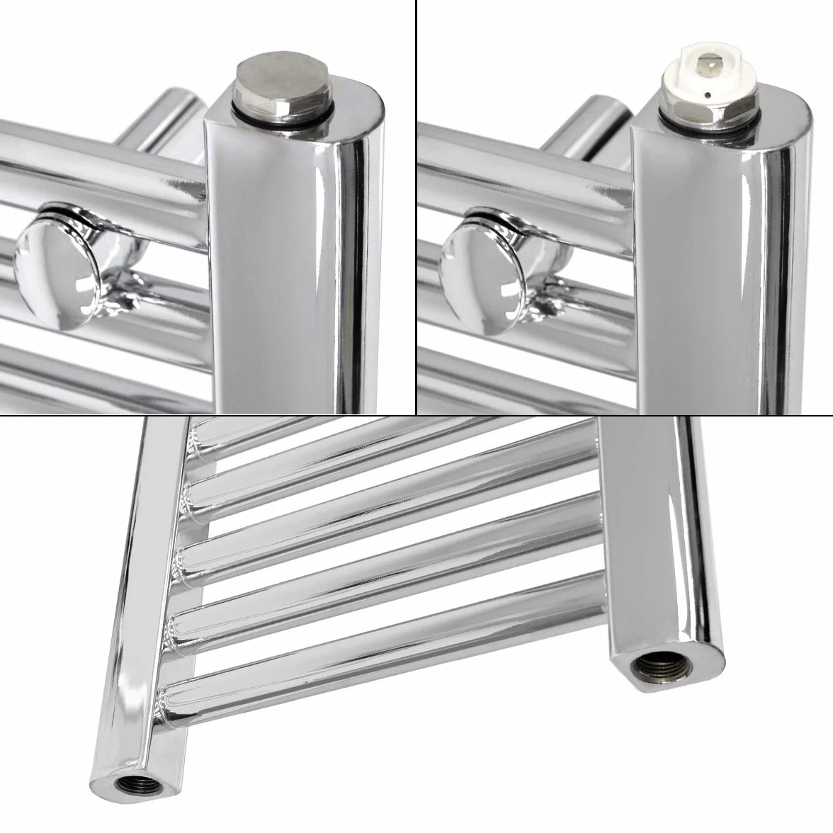 ECD Germany Radiatore Scaldasalviette 300 x 800 mm Cromato Acciaio Dritto Non Elettrico