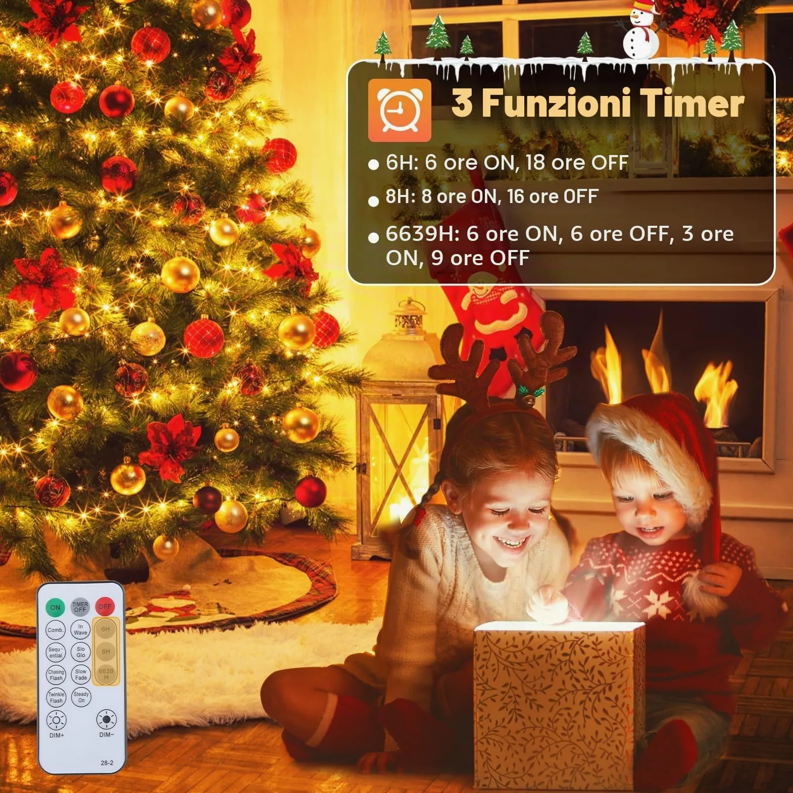 Marchpower Luci Albero Natale 20M, Catena Luminosa 200 LED Esterno Impermeabile,8 Modalità Telecomando Funzione Memoria, Calda Decorazione Natalizia per Casa Giardino Matrimonio Feste-Bianco Caldo