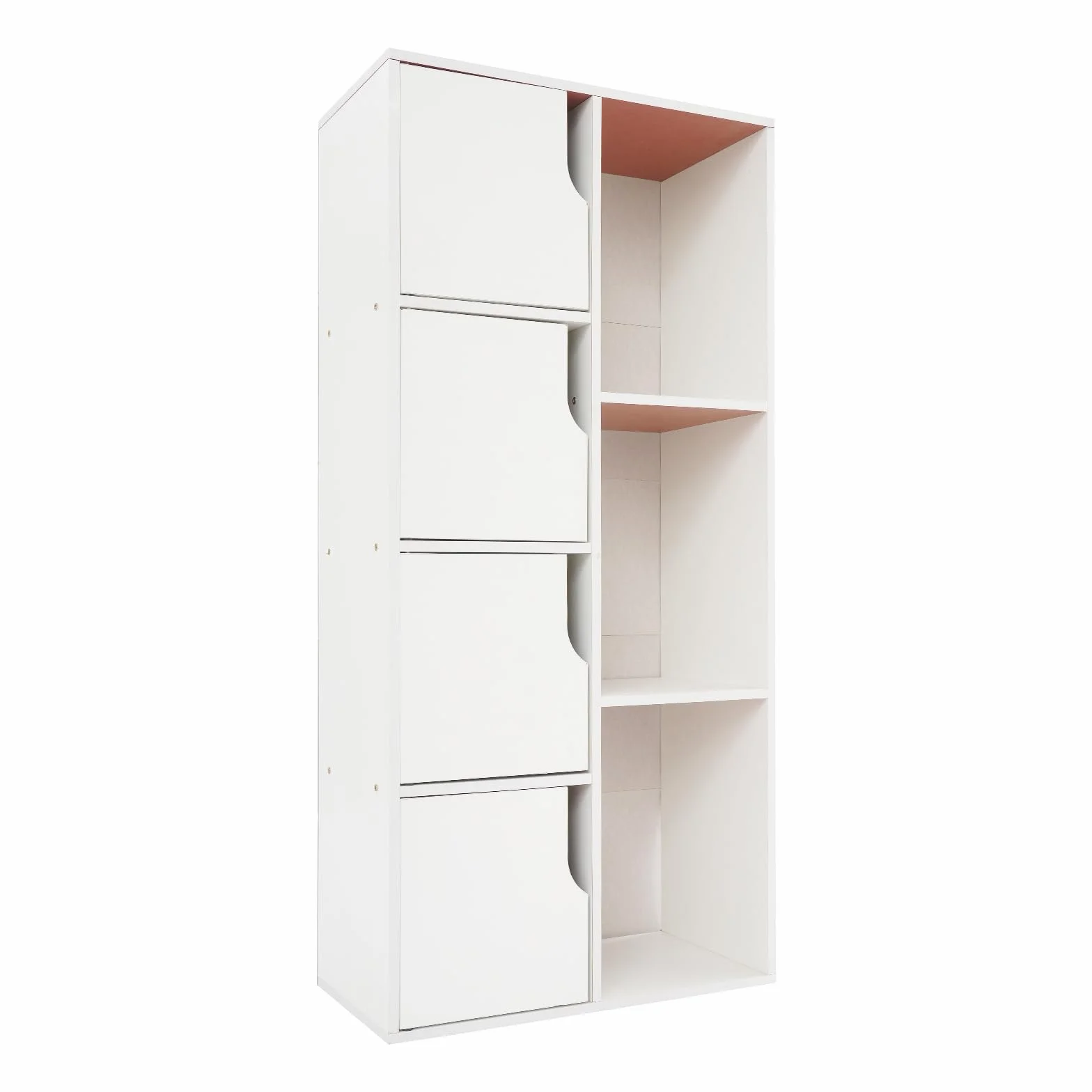 Armadio a Colonna Bianco Stretto 50x24x105 cm 7 Scompartimenti per Conservazione Soggiorno Camera da Letto