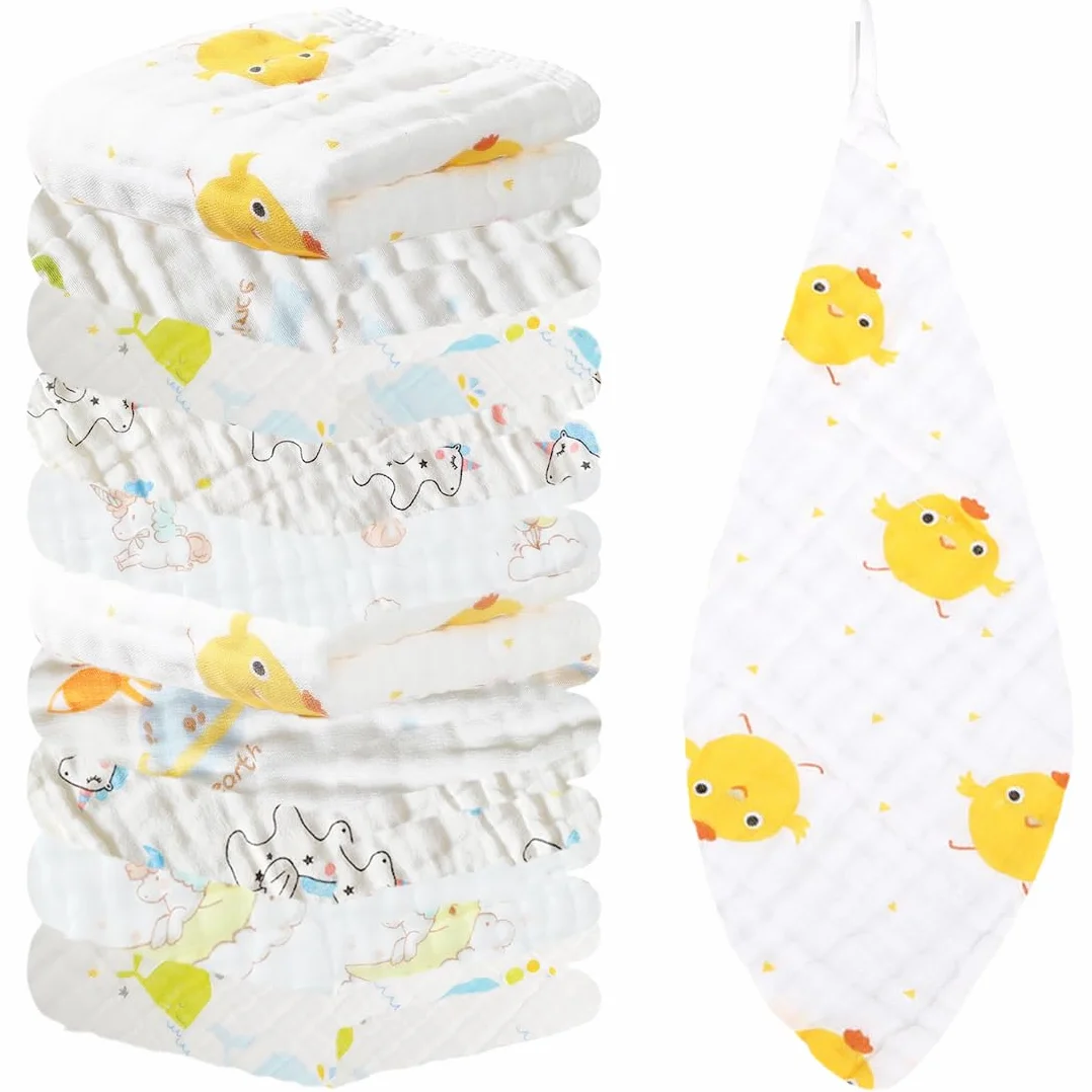 Mussole Neonato Cotone 25x25 cm 10 Pezzi Morbidi Assorbenti Traspiranti