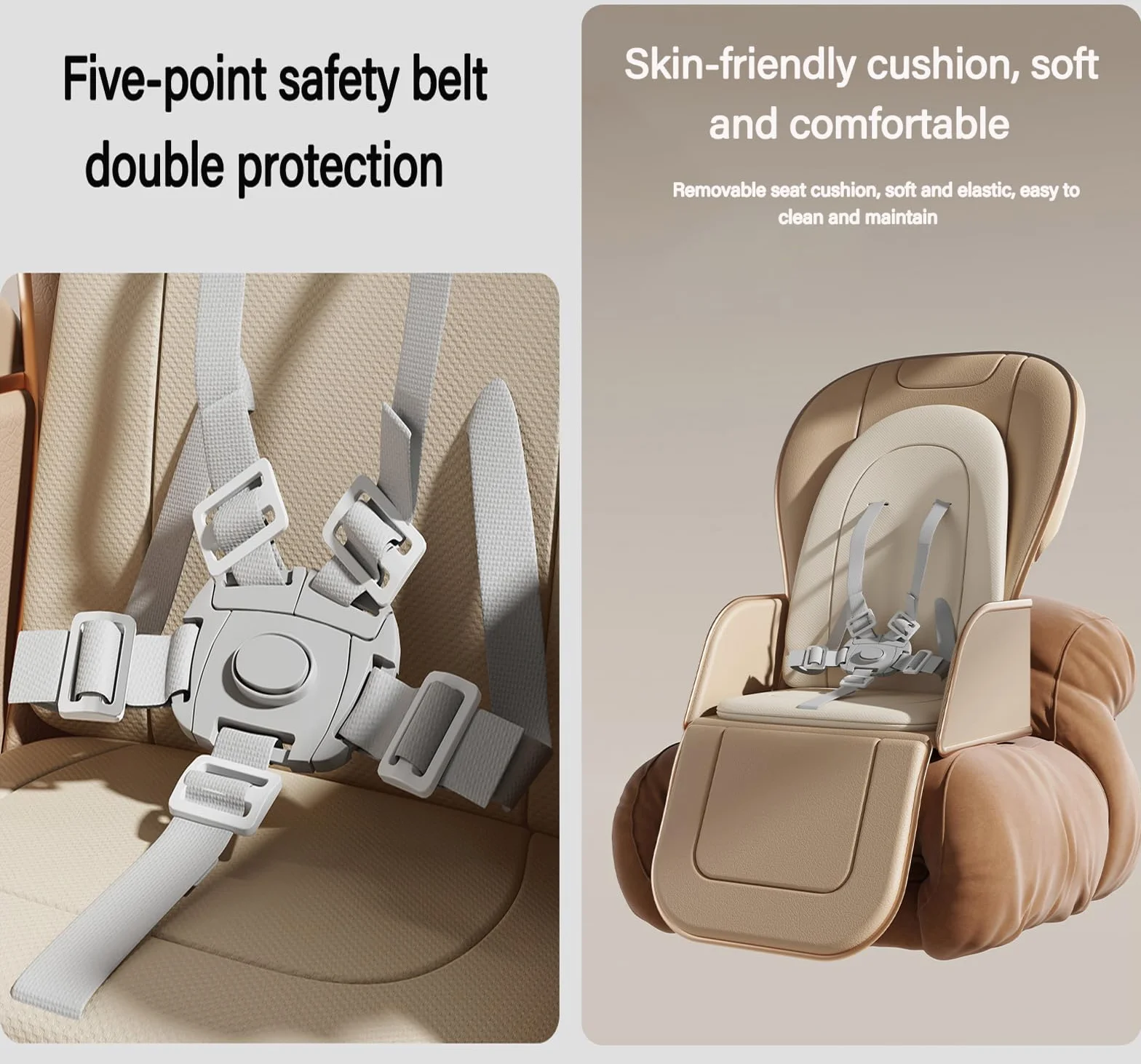 MoLi Seggiolone Elettrico Bluetooth Pelle PU con Funzione di Dondolo Vassoio a Doppio Strato (E8121 Khaki)