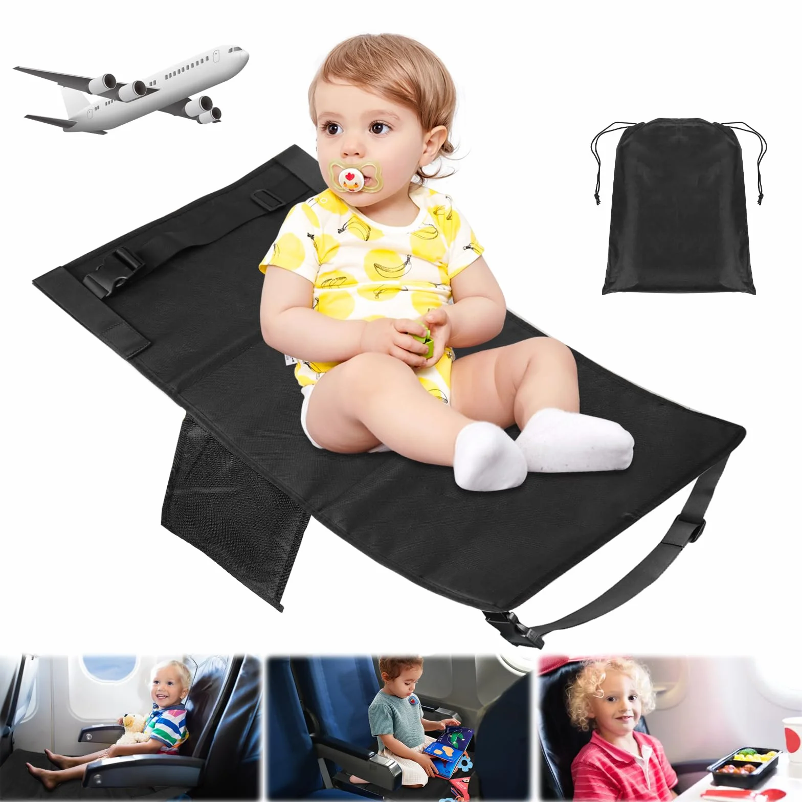 Poggiapiedi Aereo Lettino Bambini, Estensione Sedile per Bambino, Letto Portatile Viaggi Brevi 79x44 cm