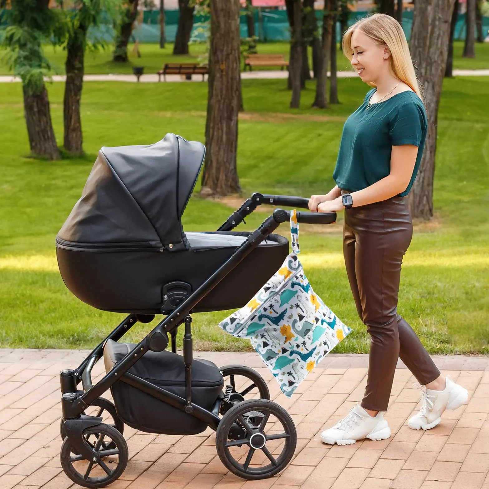 Borsa per Pannolini Lavabili, 2 Pezzi Wet Bag Impermeabile con Cerniera, Riutilizzabile
