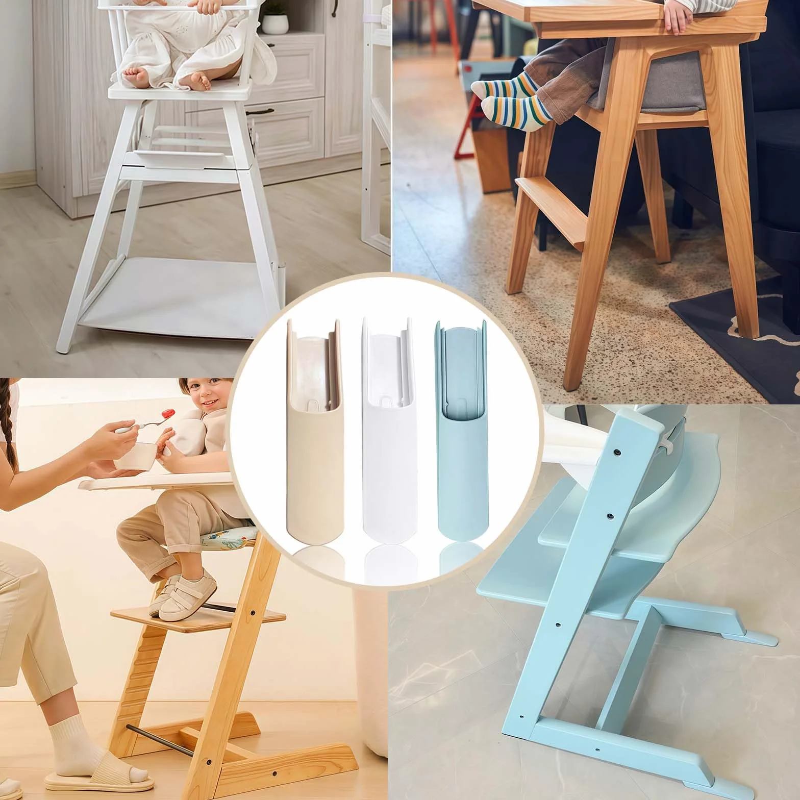 Stokke Tripp Trapp Protezione Antiribaltamento 2 Pezzi Set Pattini Estesi Accessorio Prolungamento Base Coprigamba Colore Legno