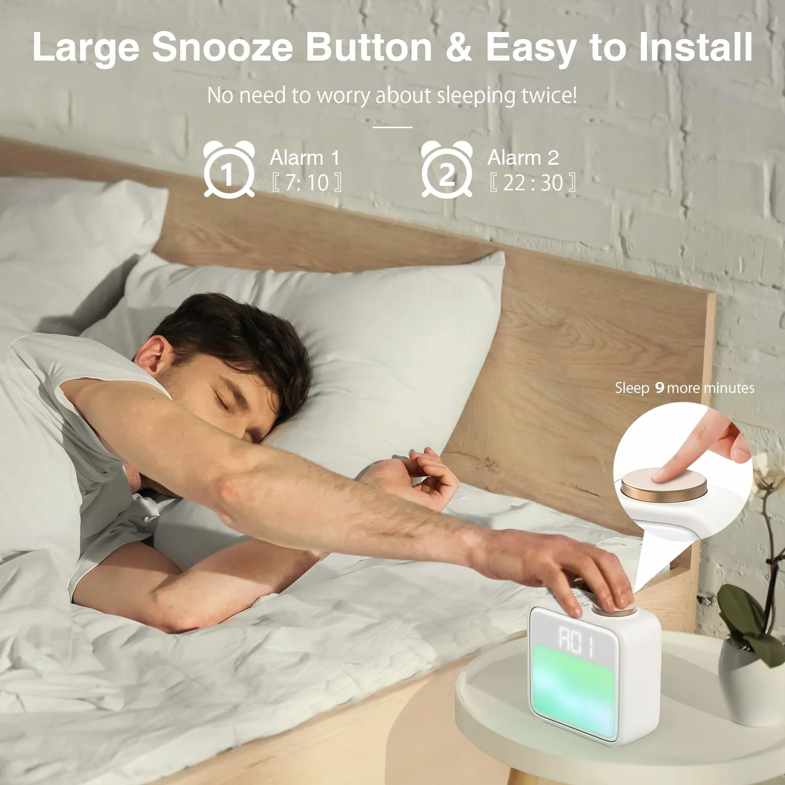 Wake-Up Light Sveglia, Lampada da Comodino, 6 Suoni Natura, 10 RGB Luce Colorata, 2 Allarmi, Snooze, Sveglia Con Luce per camera da letto salotto