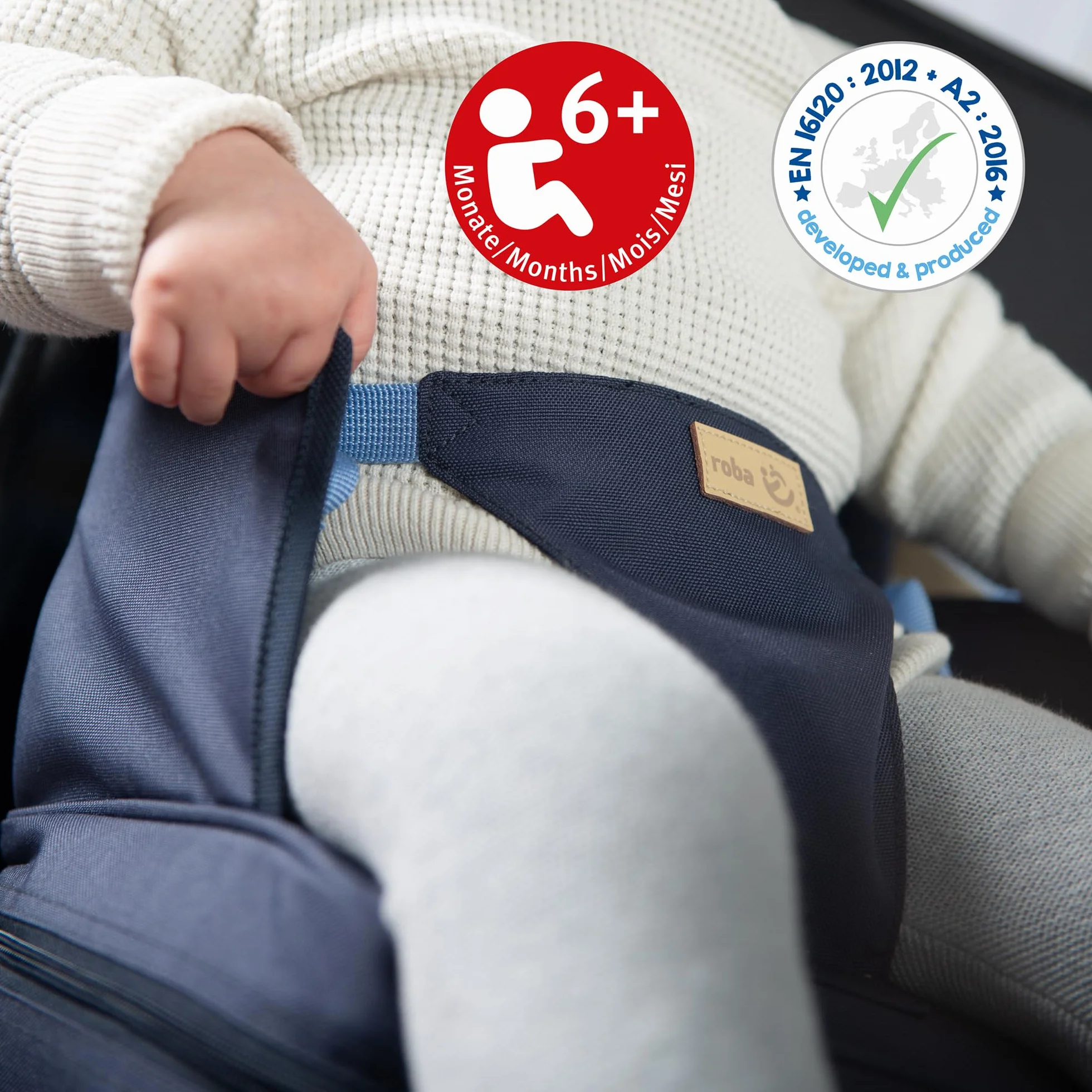roba Booster Seat Seggiolino Gonfiabile per Bambini, Parti Laterali Rialzate, Leggero, Trasportabile, Blu Scuro